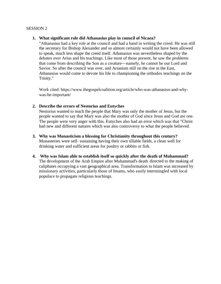 Questions for Session 2