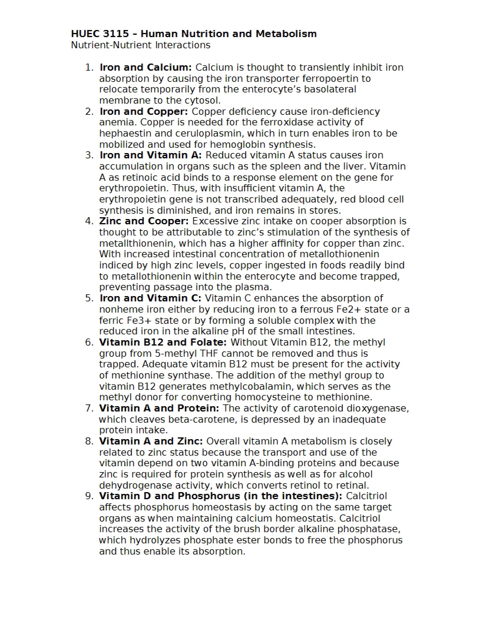 Interactions Between Nutrients