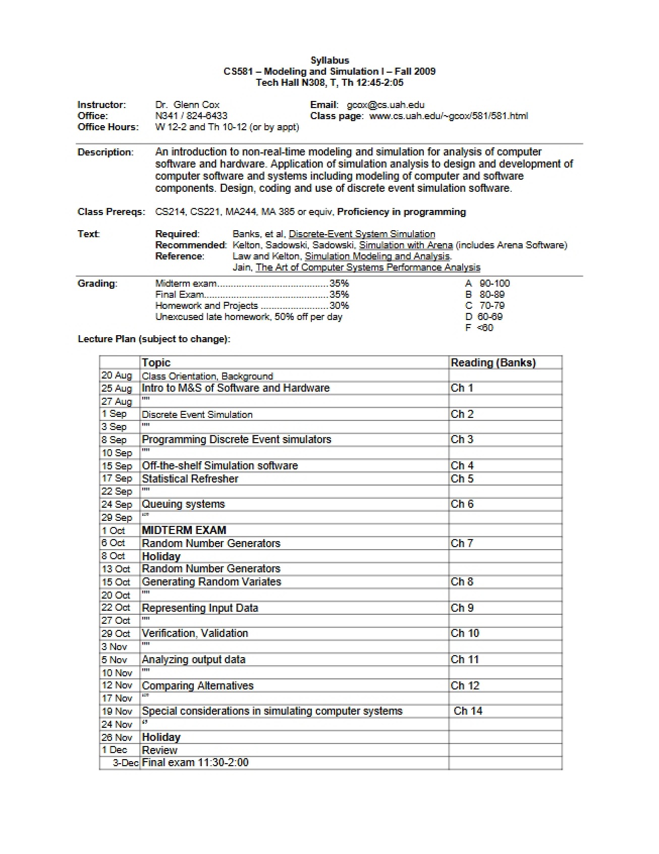 Modeling and Simulation Syllabus