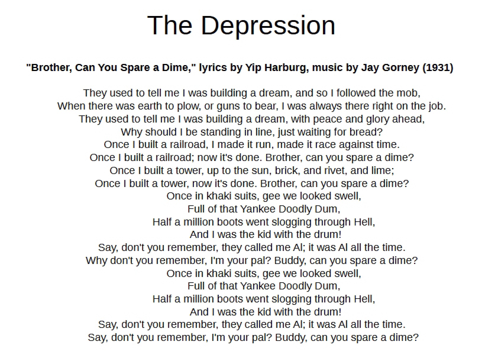 Notes on the Great Depression