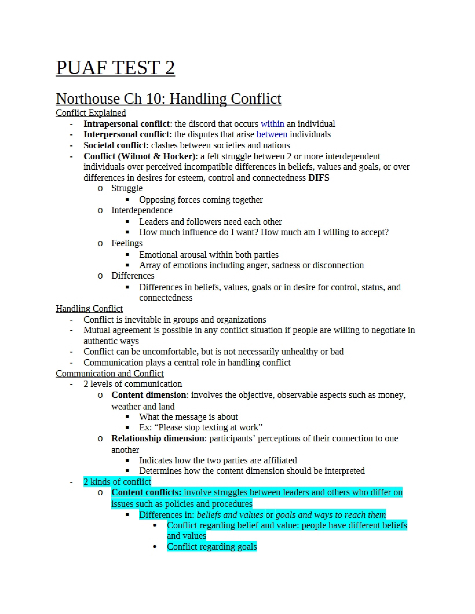 Conflict Handling Northouse Chapter 10