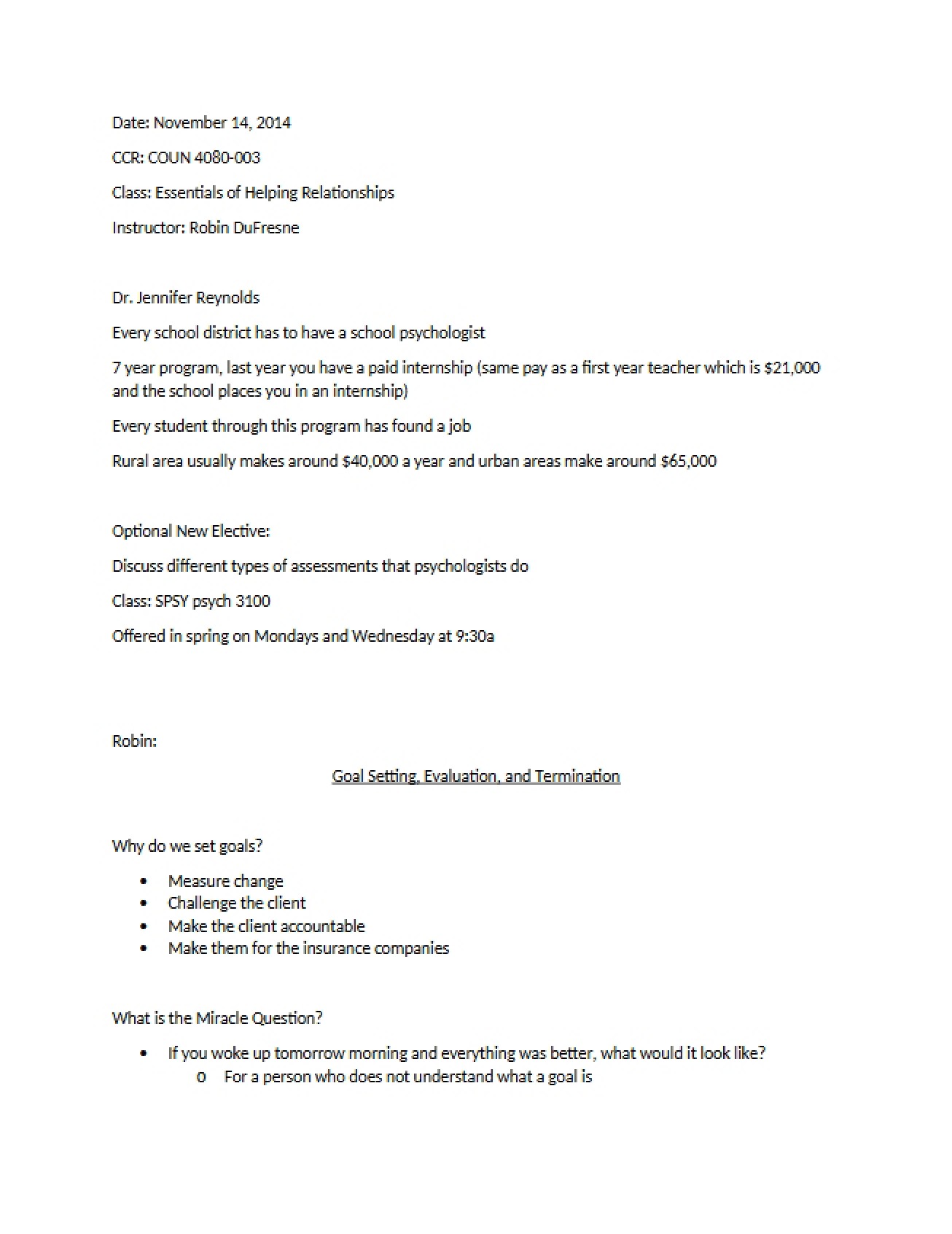 Helping Relationships Class Overview