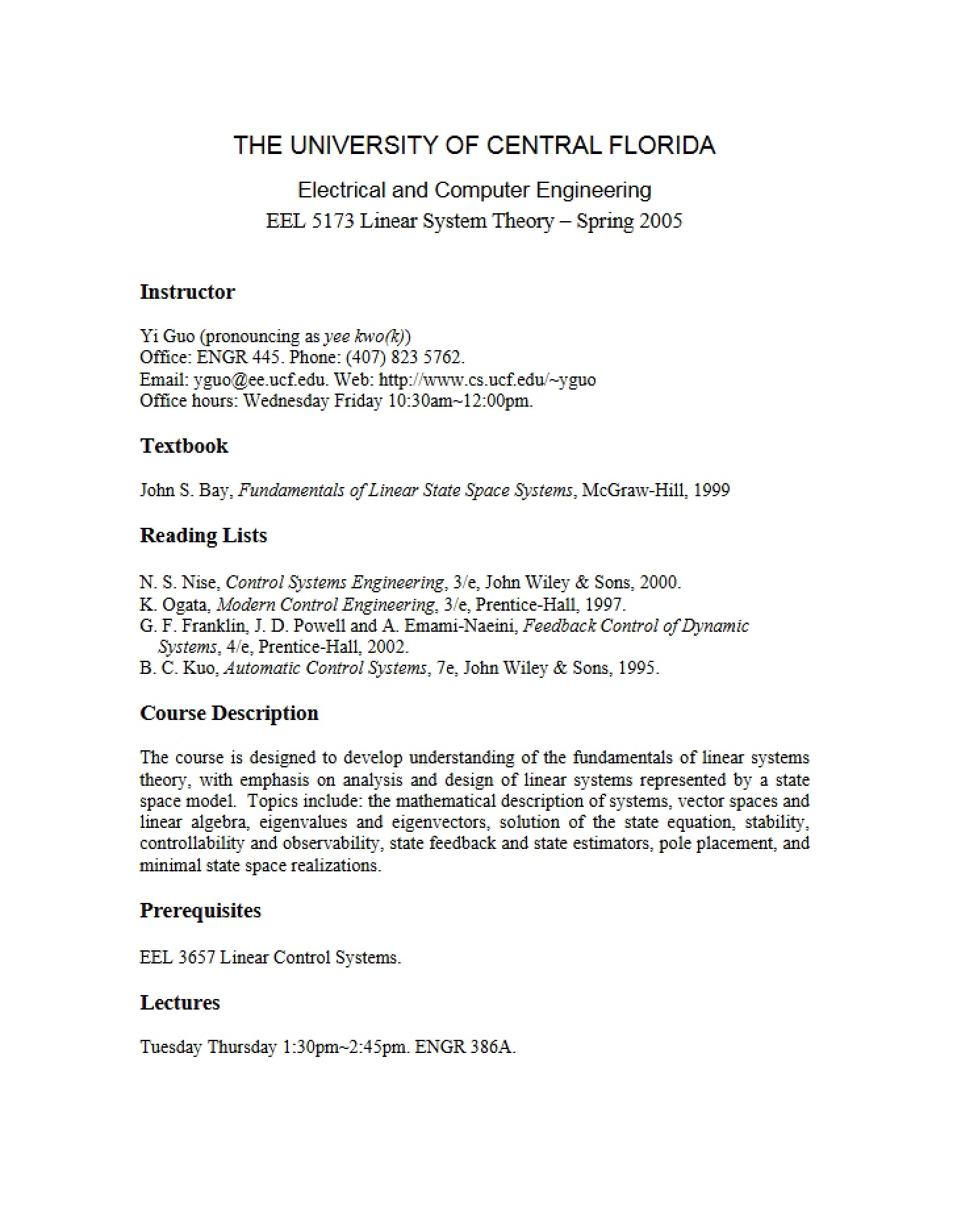 Course Syllabus