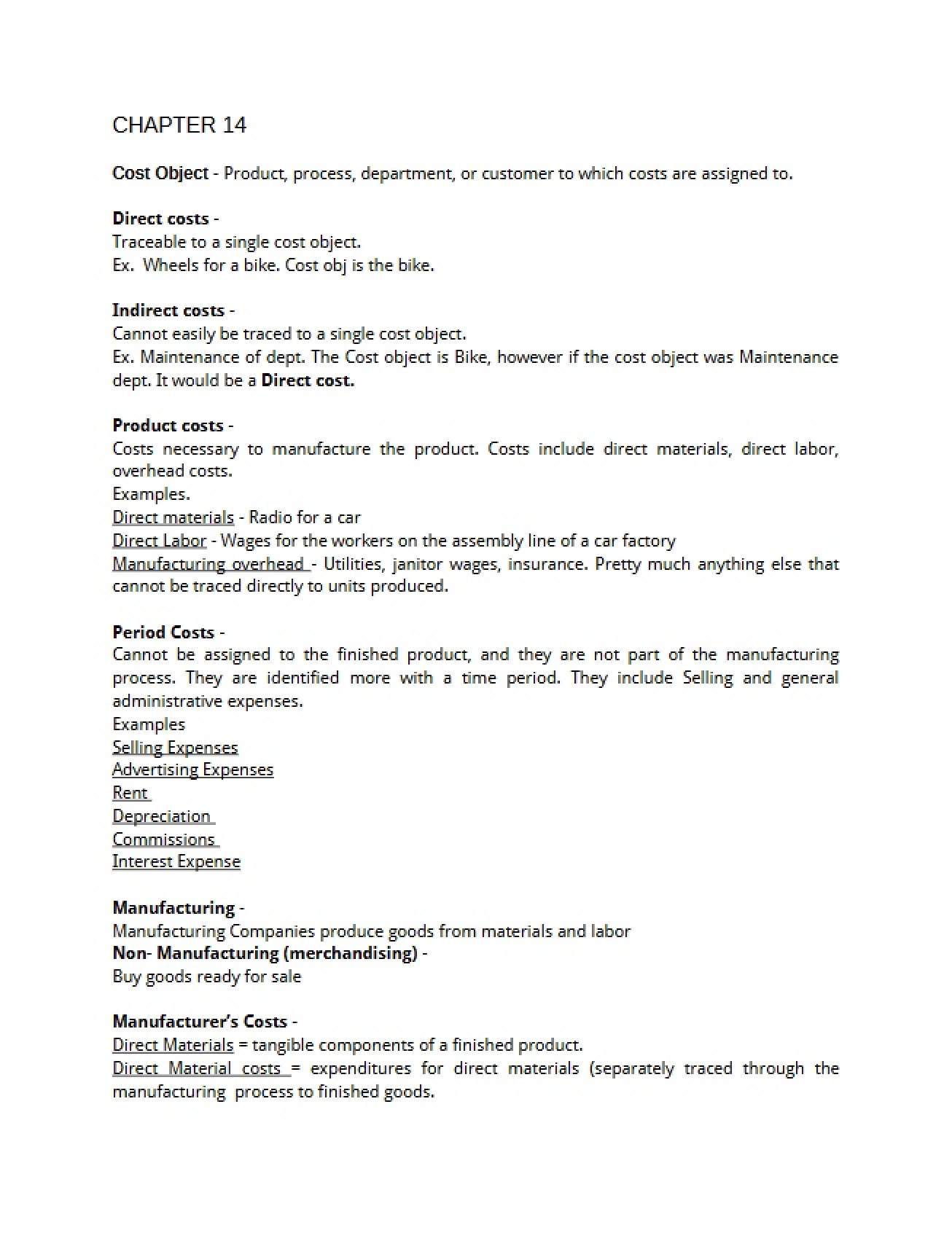 Cost Object Concepts Chapter Fourteen