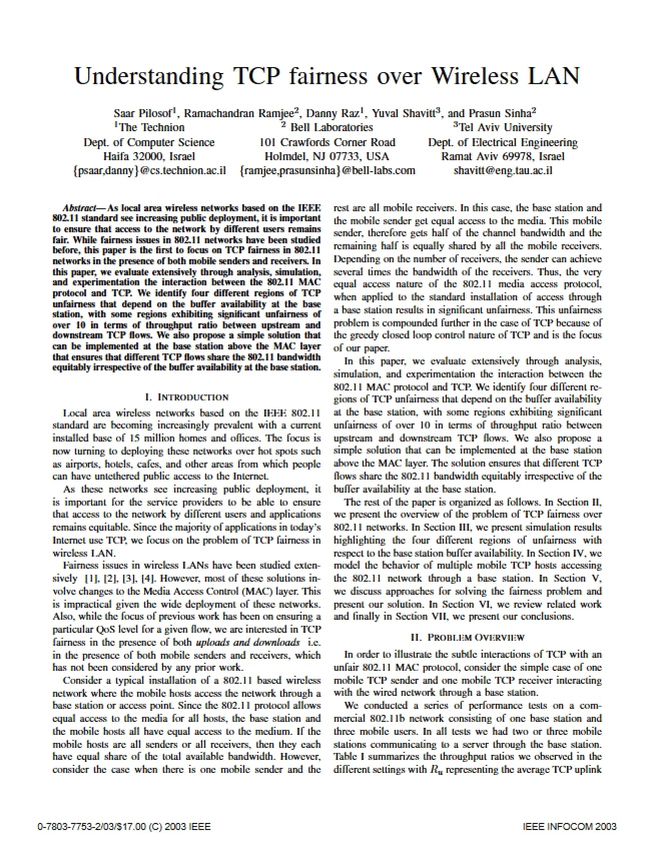 Analysis of TCP Fairness Over Wireless LANs