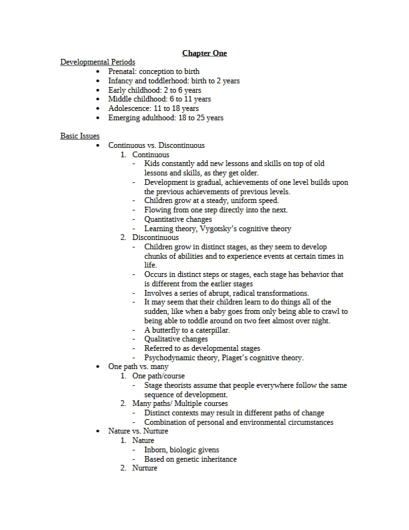 Theories of Child Development Chapter One