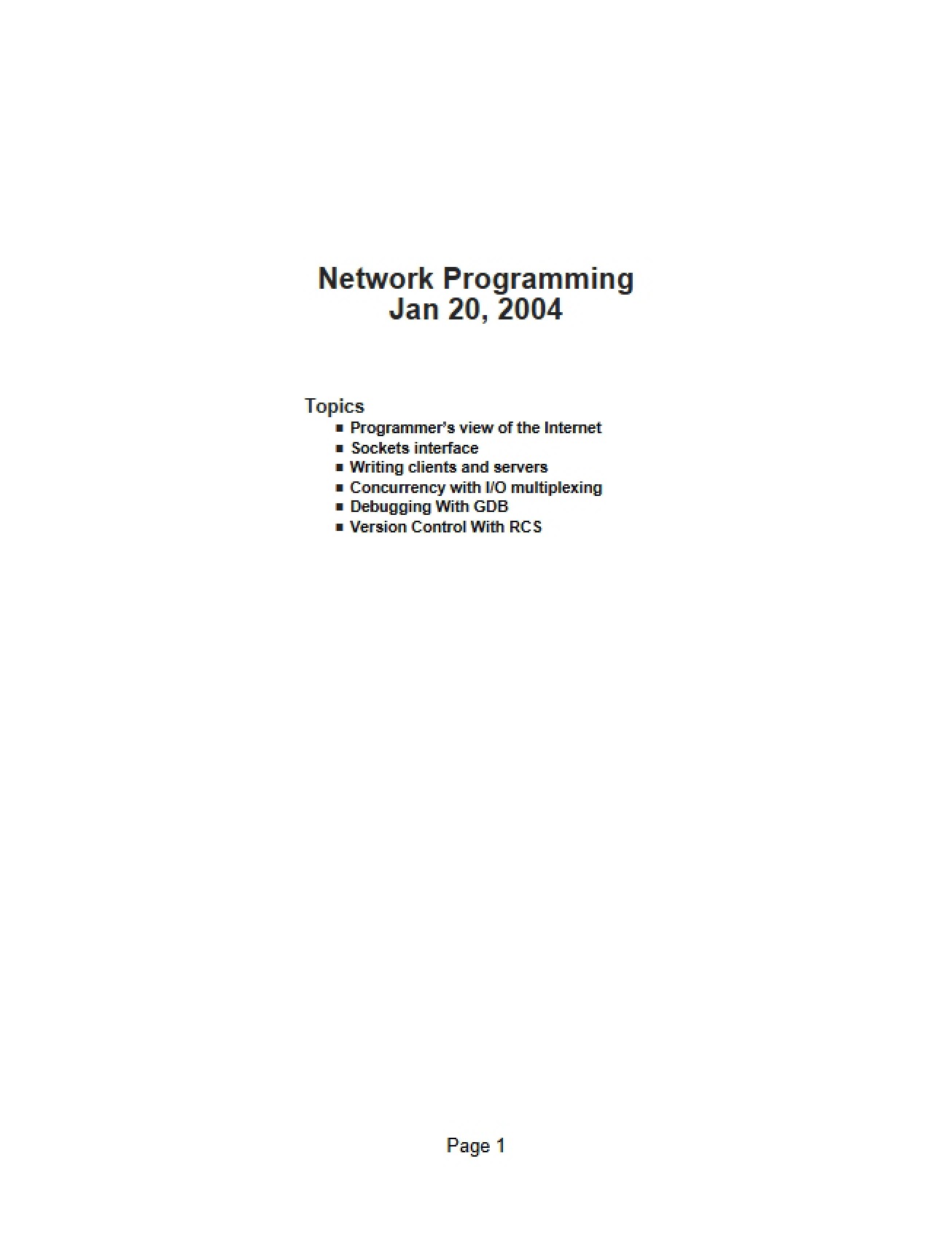 Programming for Networks