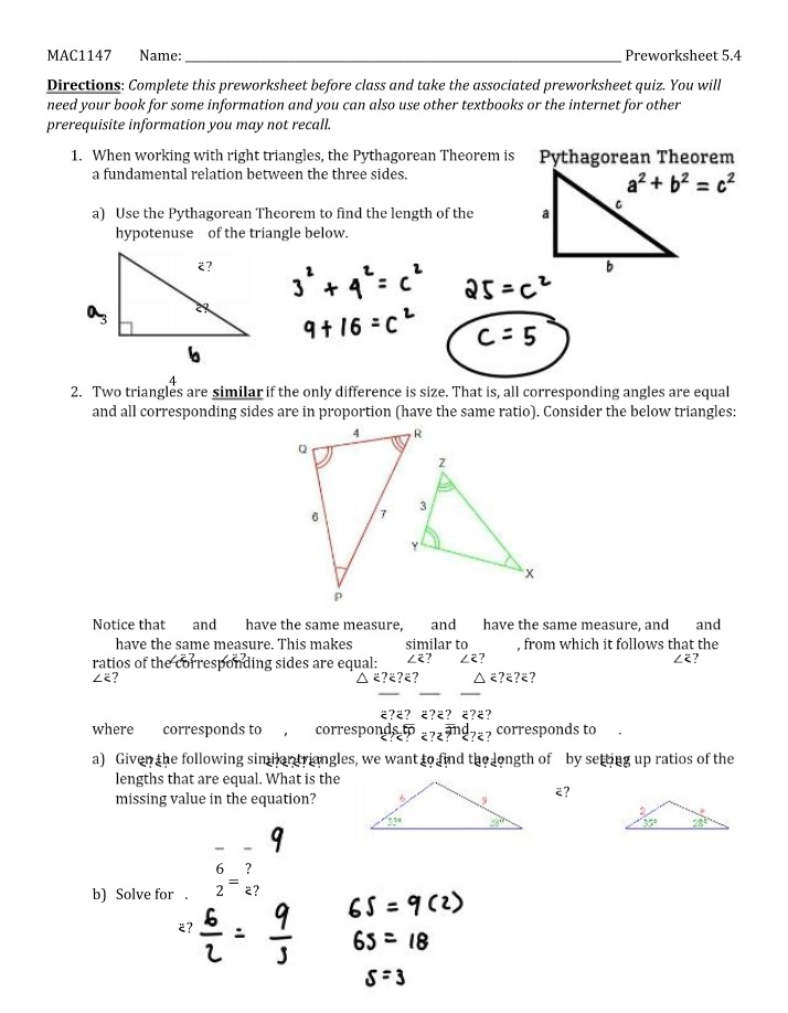 Preworksheet 5.4 for MAC1147