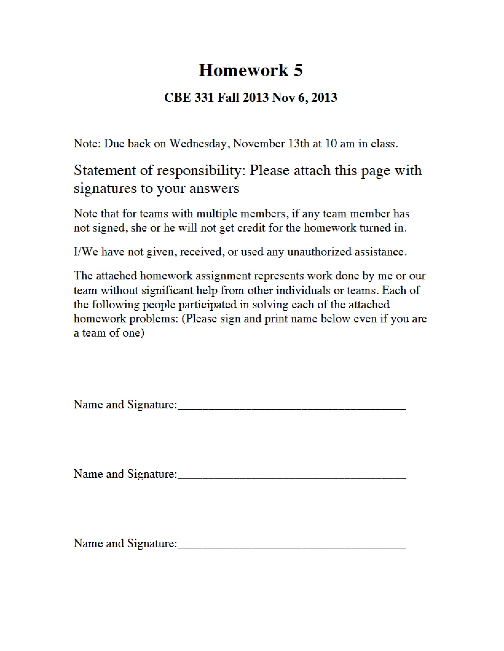 Homework Assignment 5 - CBE 331