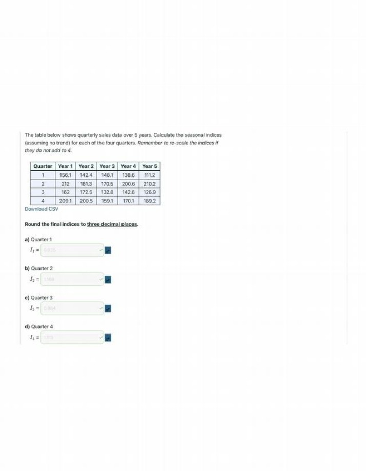 Seasonal Indices Calculation