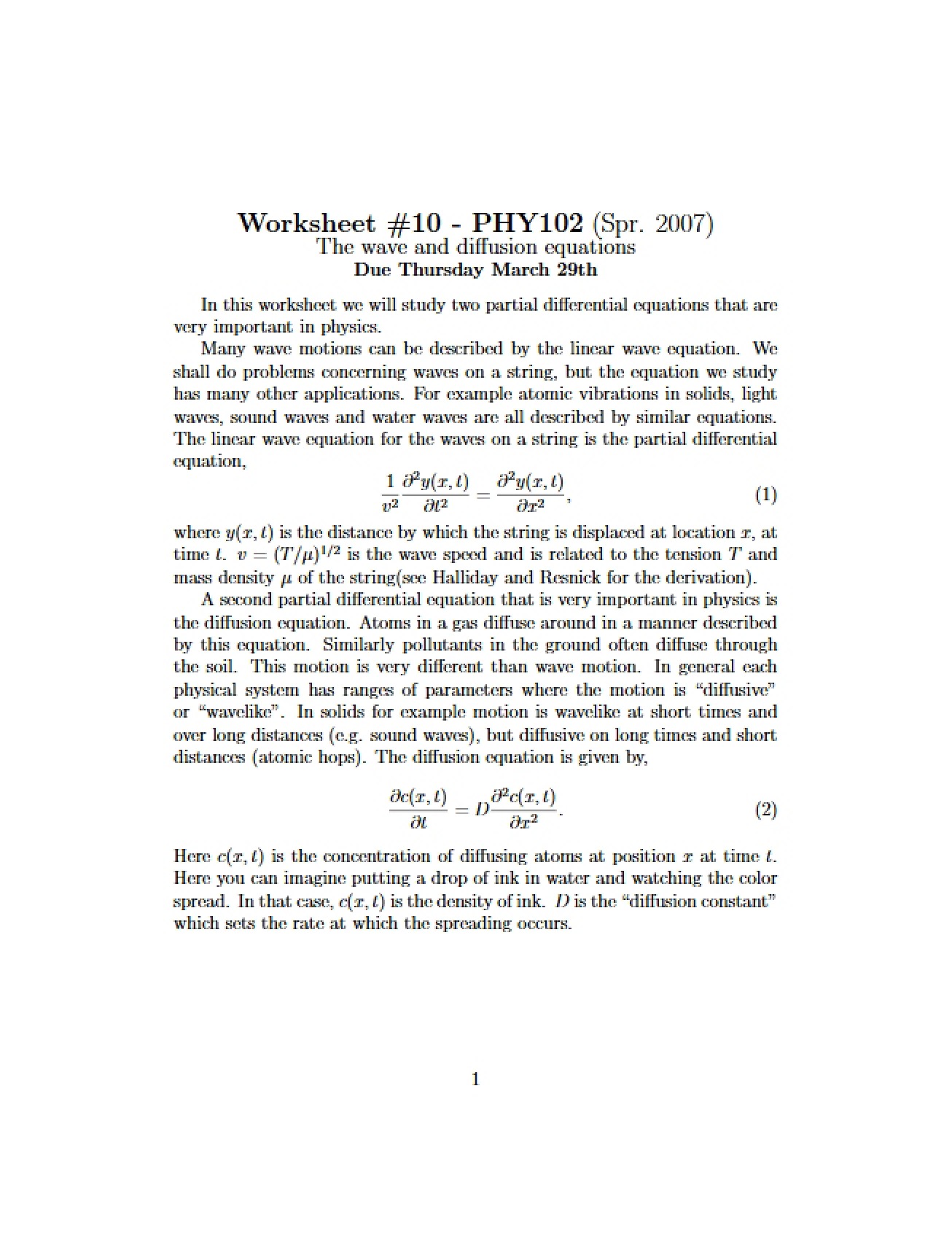 Worksheet 10 - 2 Pages