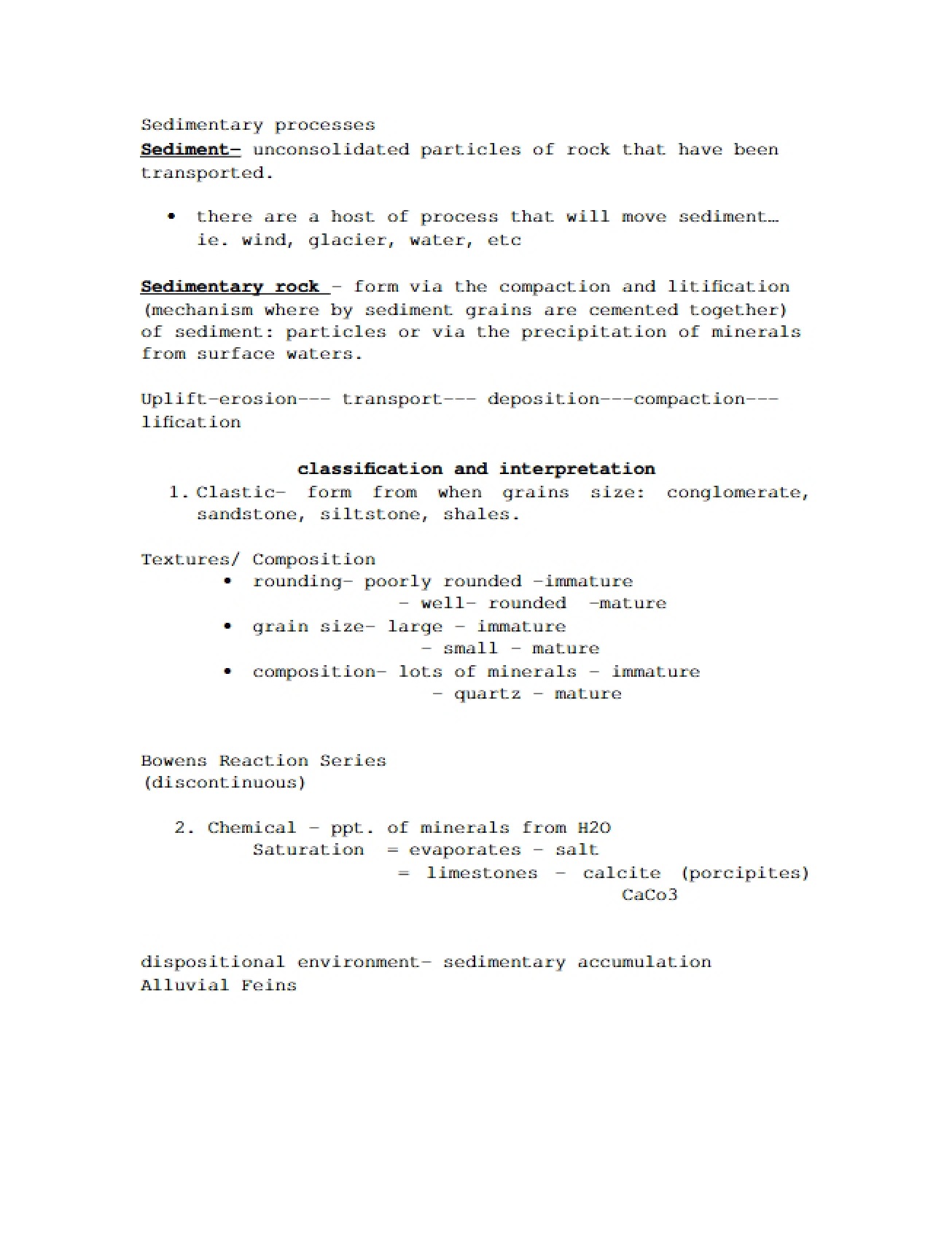 Overview of Sedimentary Processes