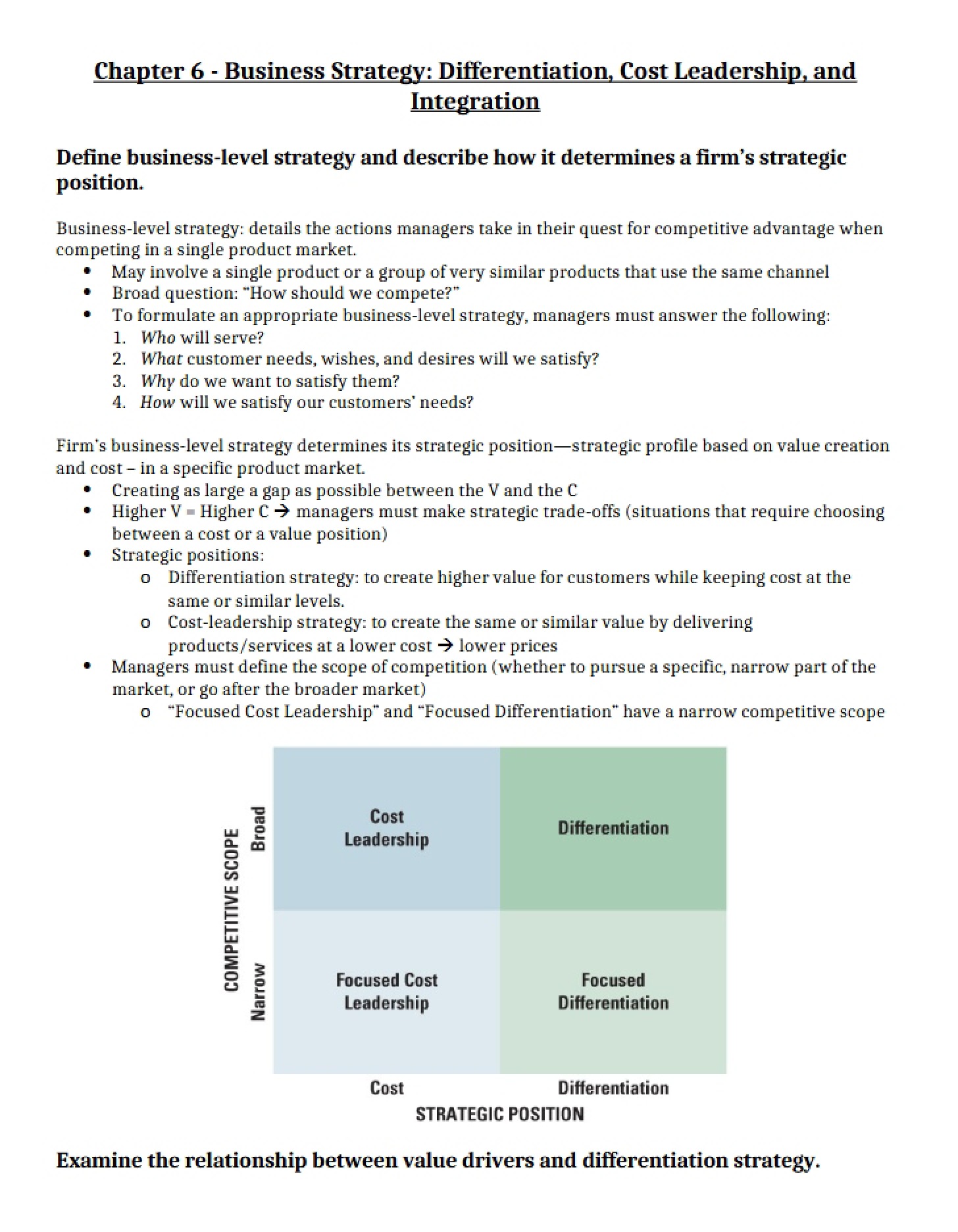 Business Strategy (Ch 6)