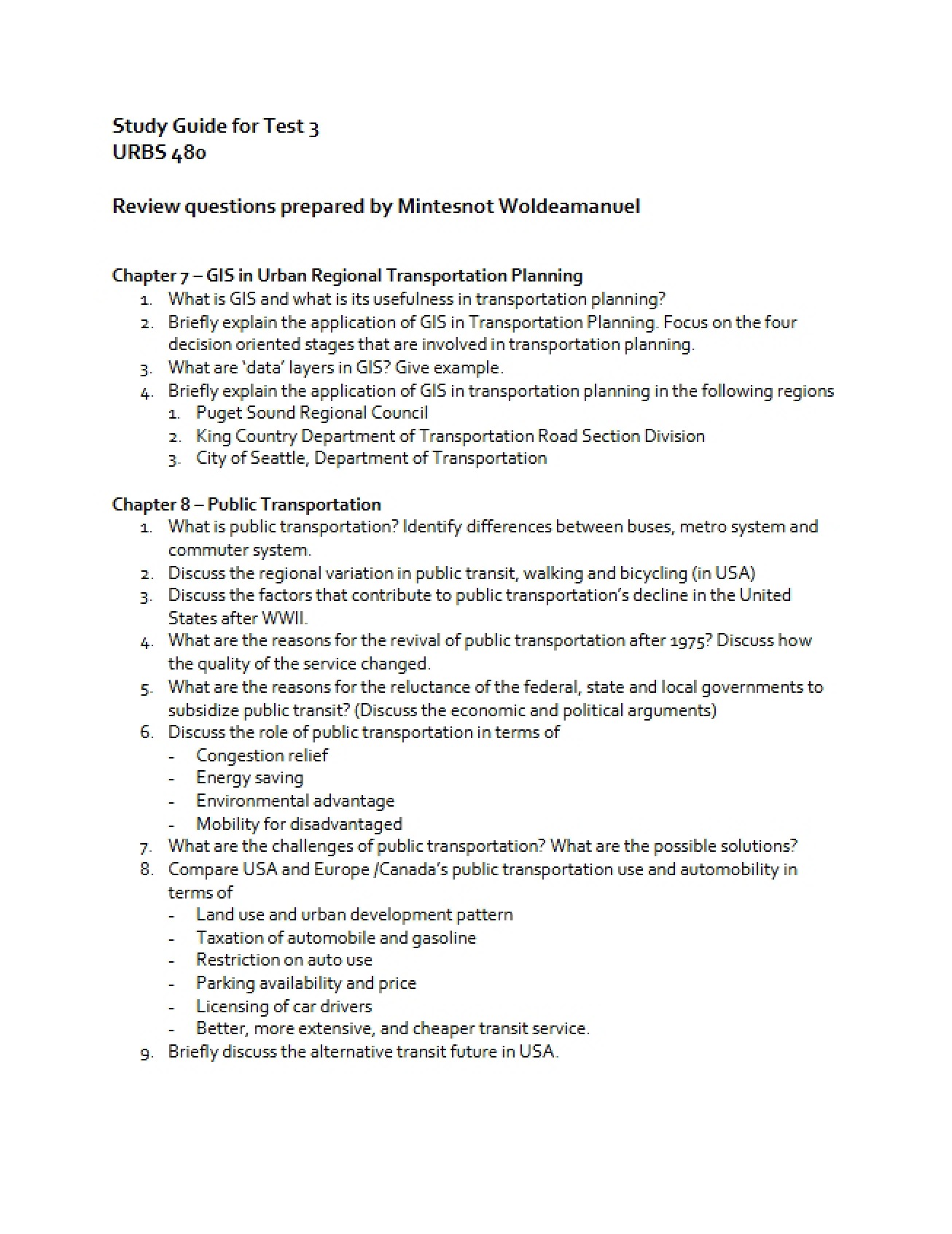 Test 3 Study Guide