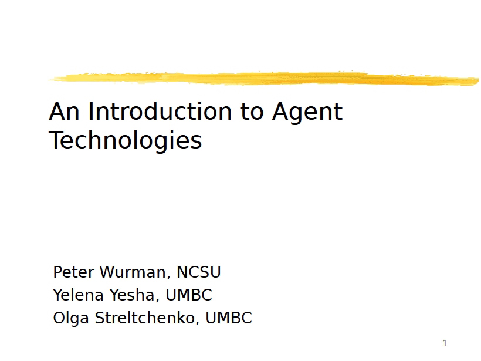 Agent Technologies Introduction