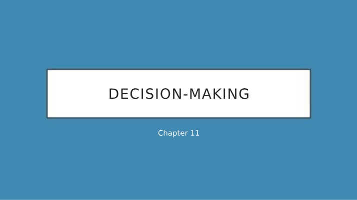 Decision-Making - Chapter 11