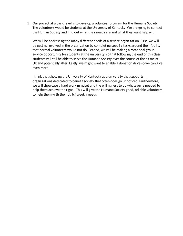 Volunteer Program Development for the University of Kentucky Humane Society