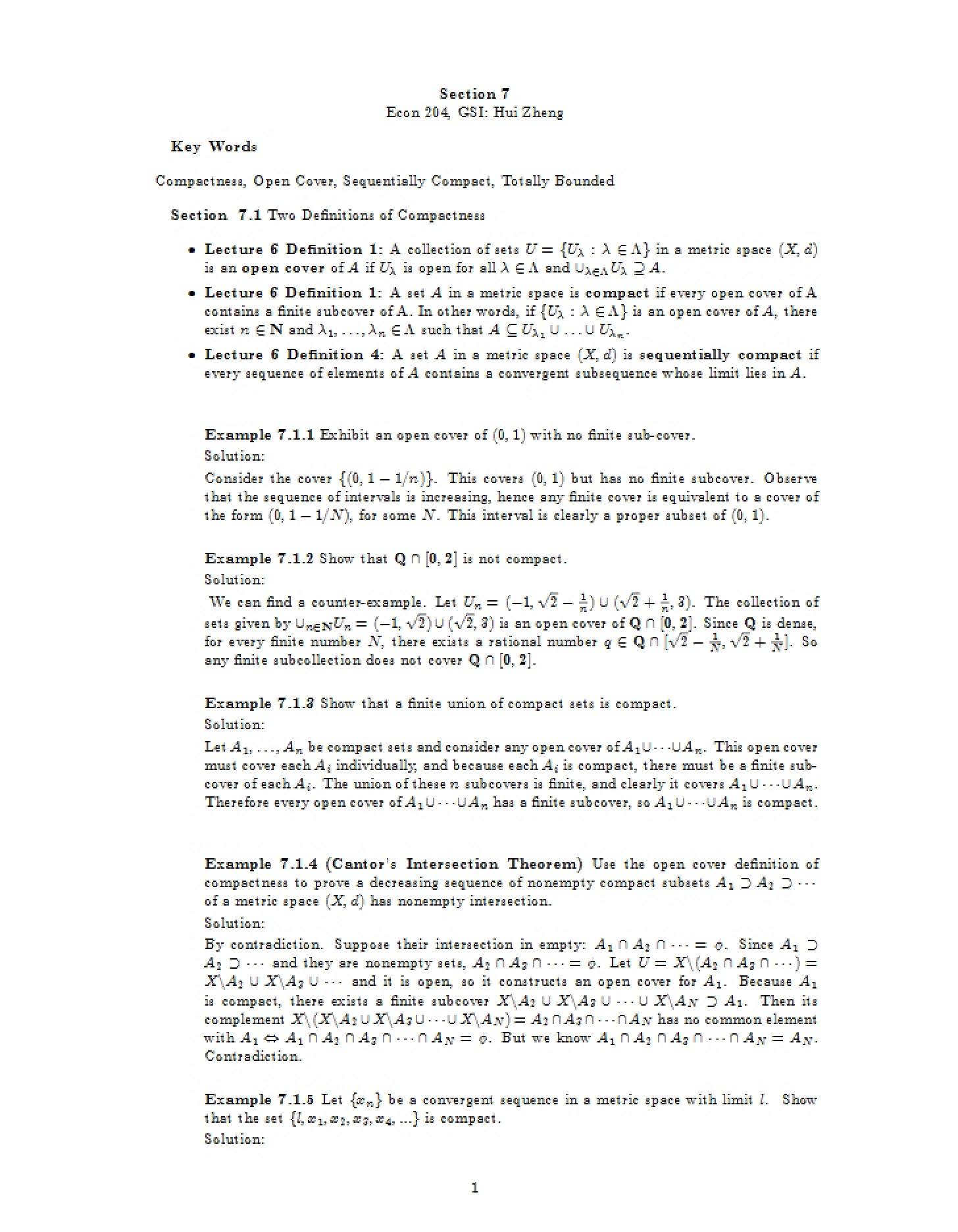 Notes on Section