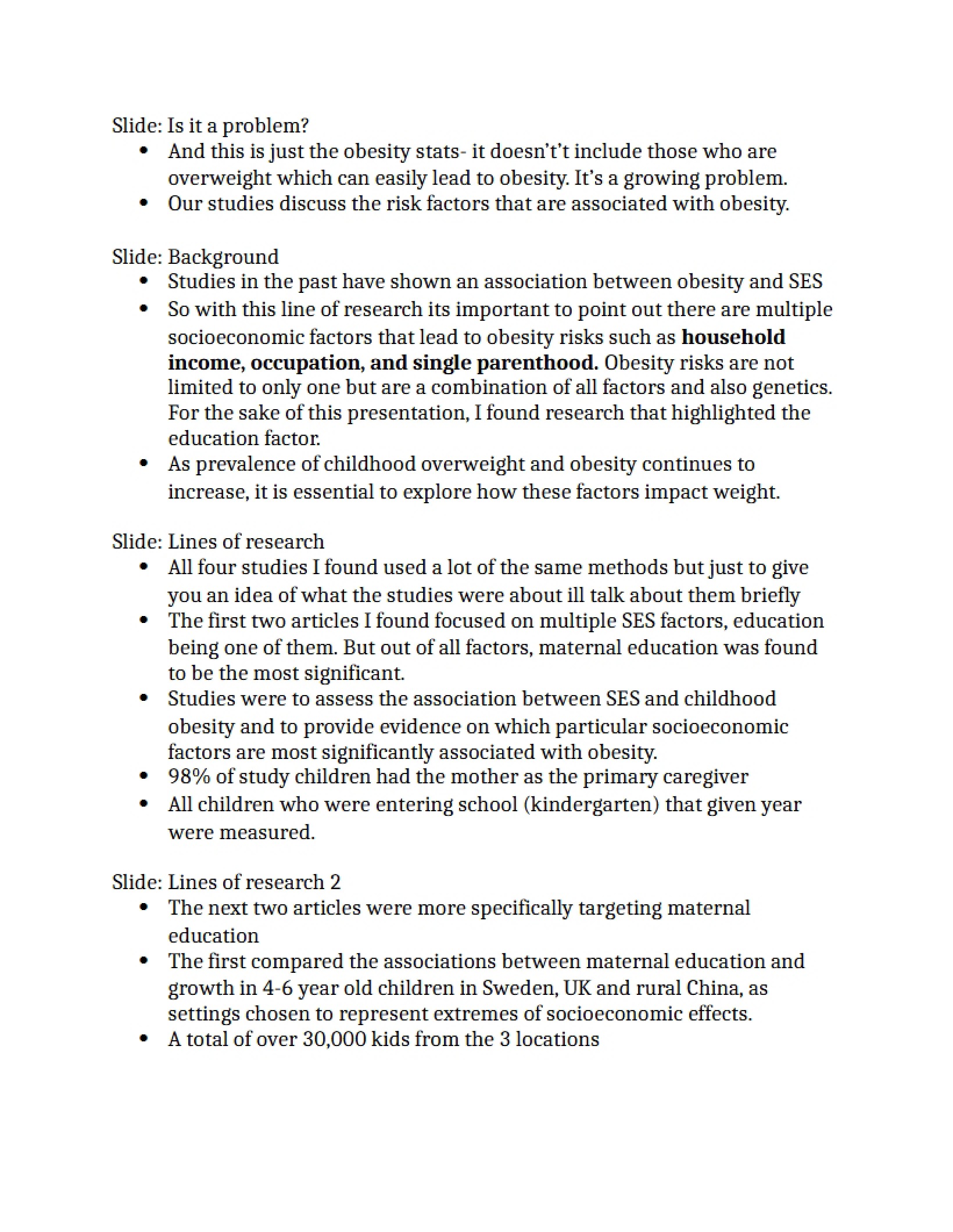 Notes on Presentation