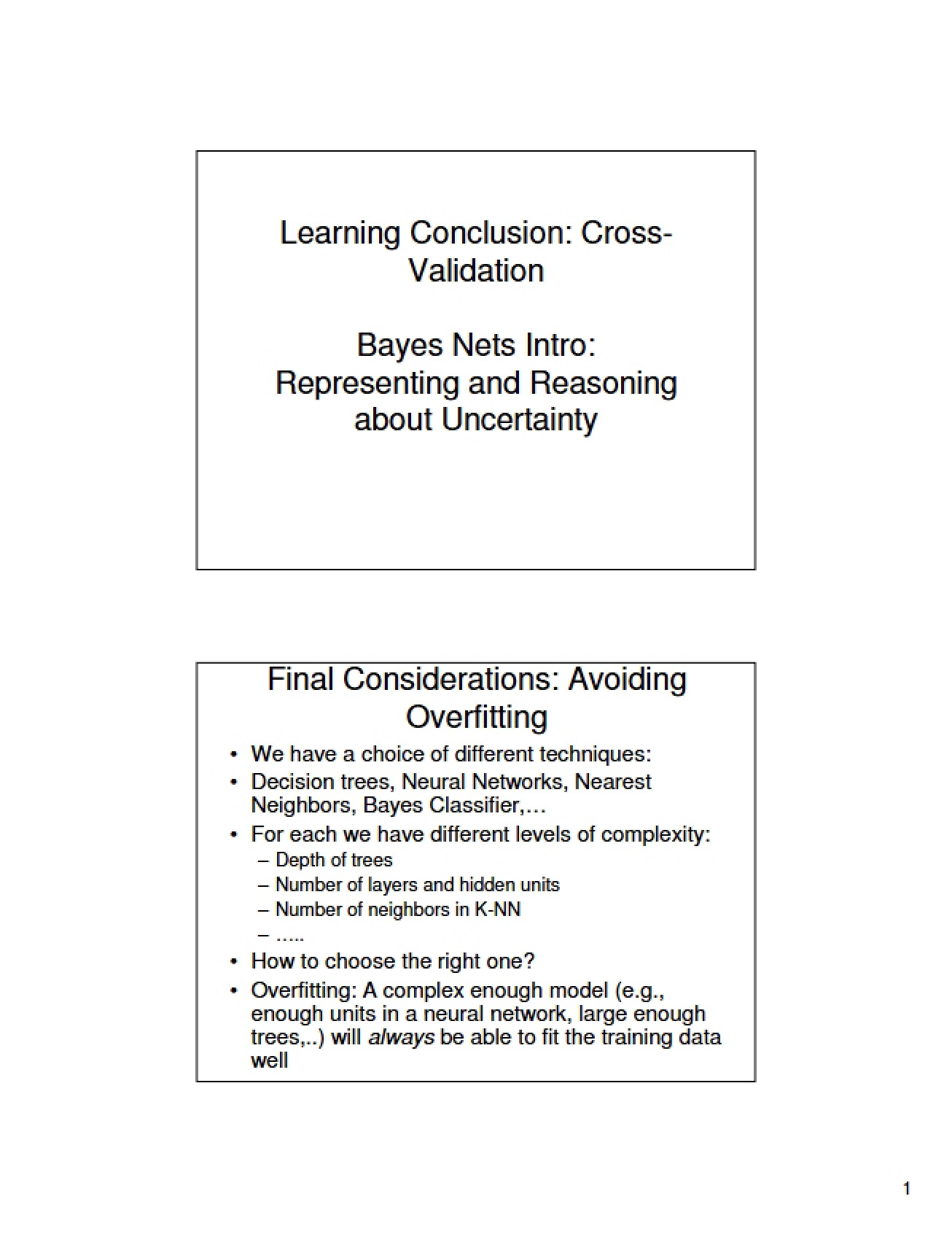 Cross-Validation and Learning Conclusion