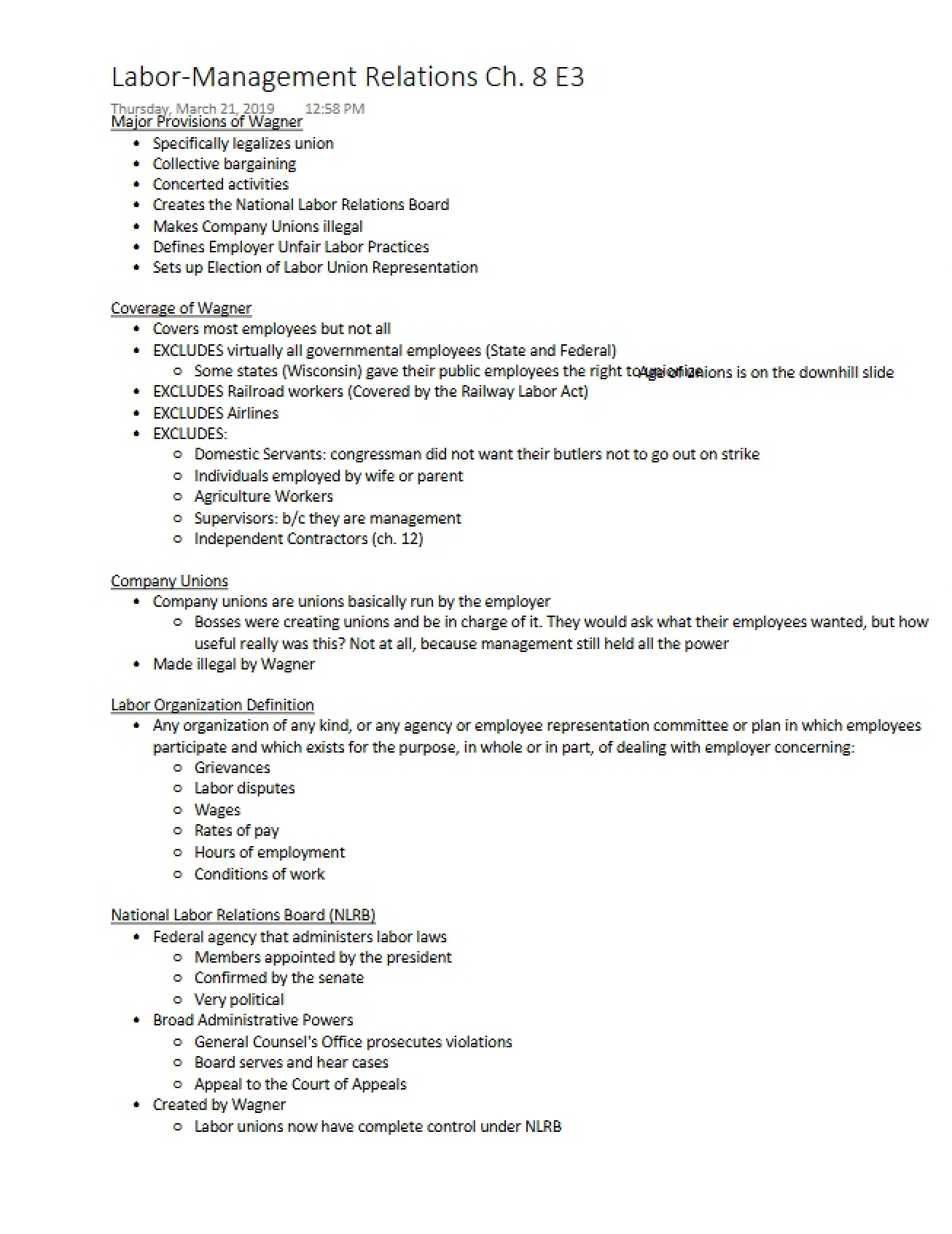 Chapter 8 Labor-Management Relations
