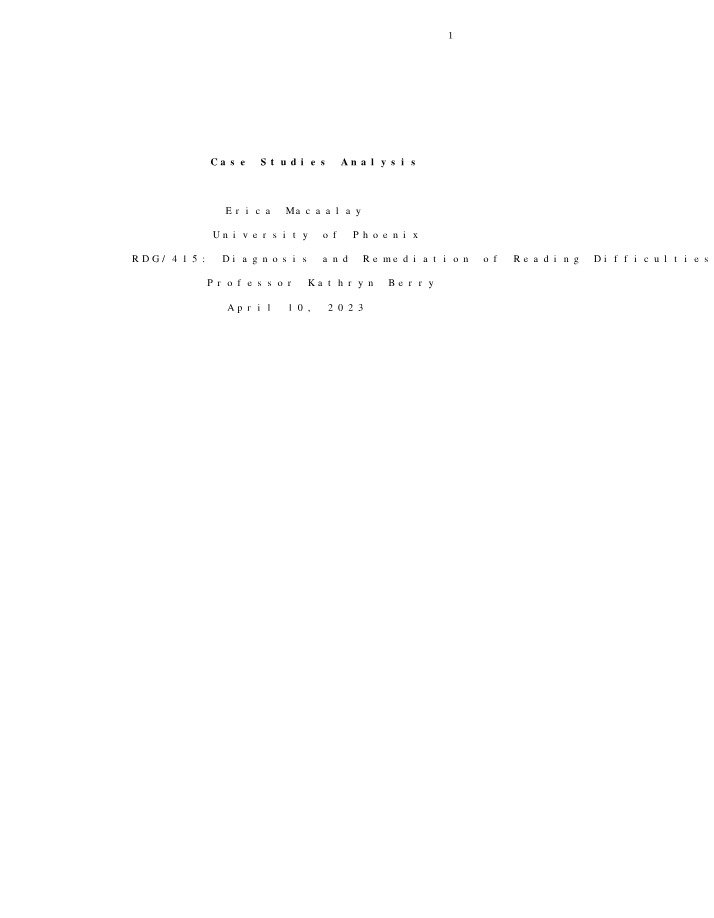 Analysis of Case Studies