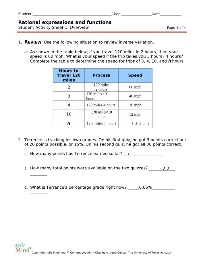 Rational Expressions and Functions