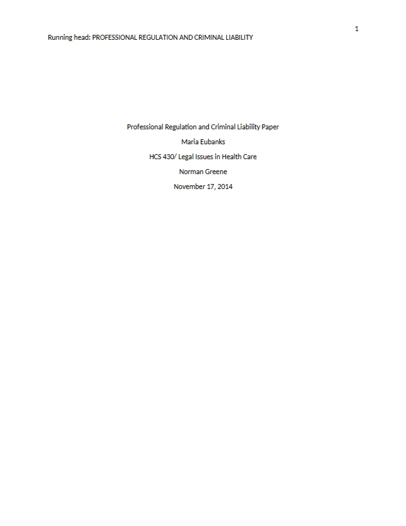 Essay Criminal Liability and Rules