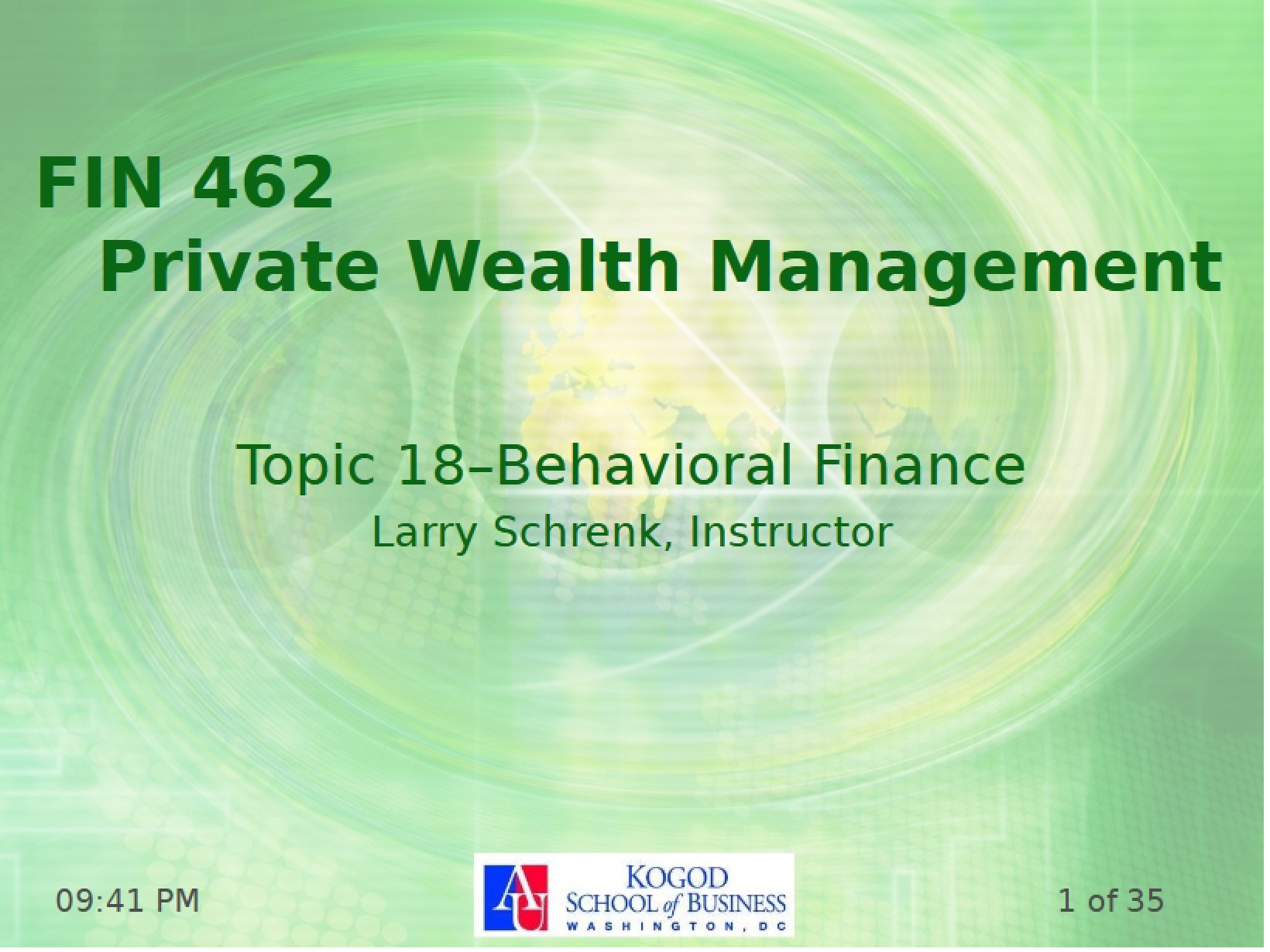 Management of Private Wealth