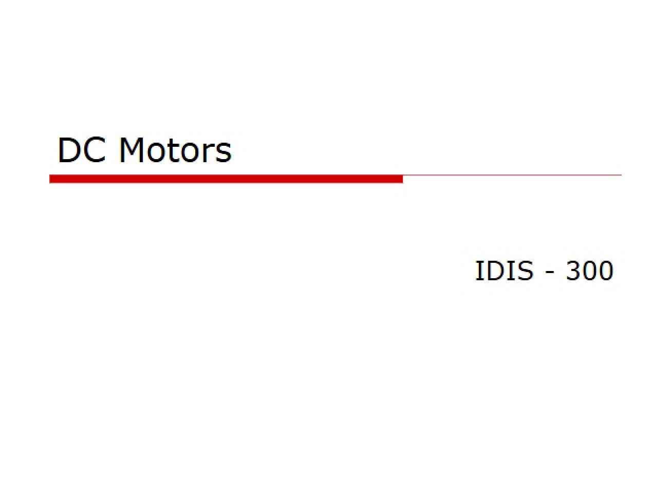 Fourteenth Unit An Overview of DC Motors