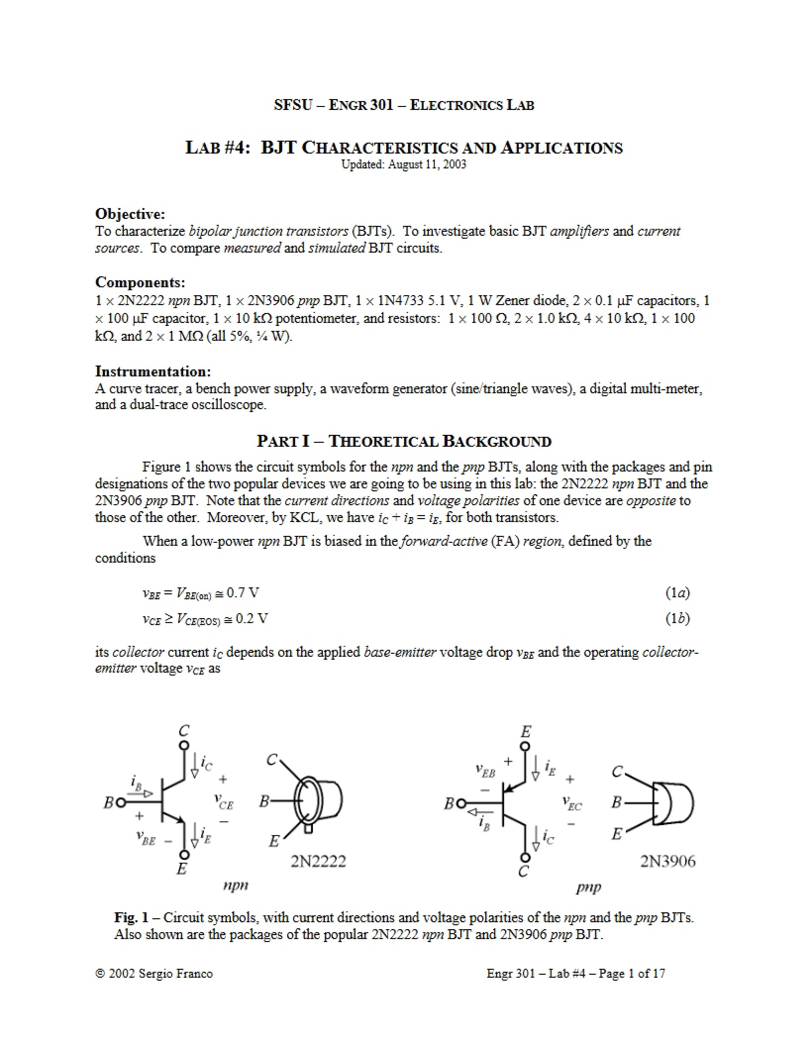 Lab 4 Characteristics of BJT