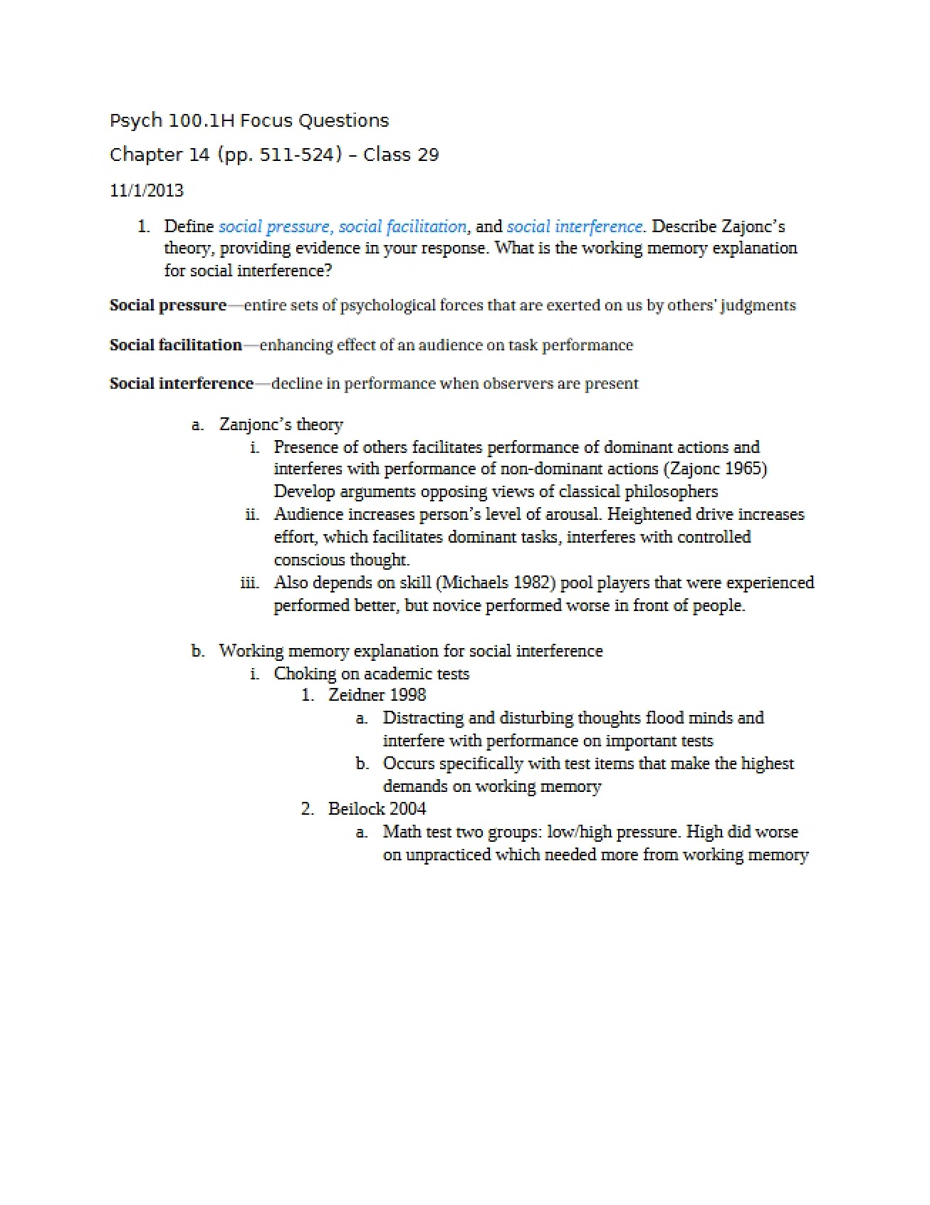 Chapter 14 Psychology Notes