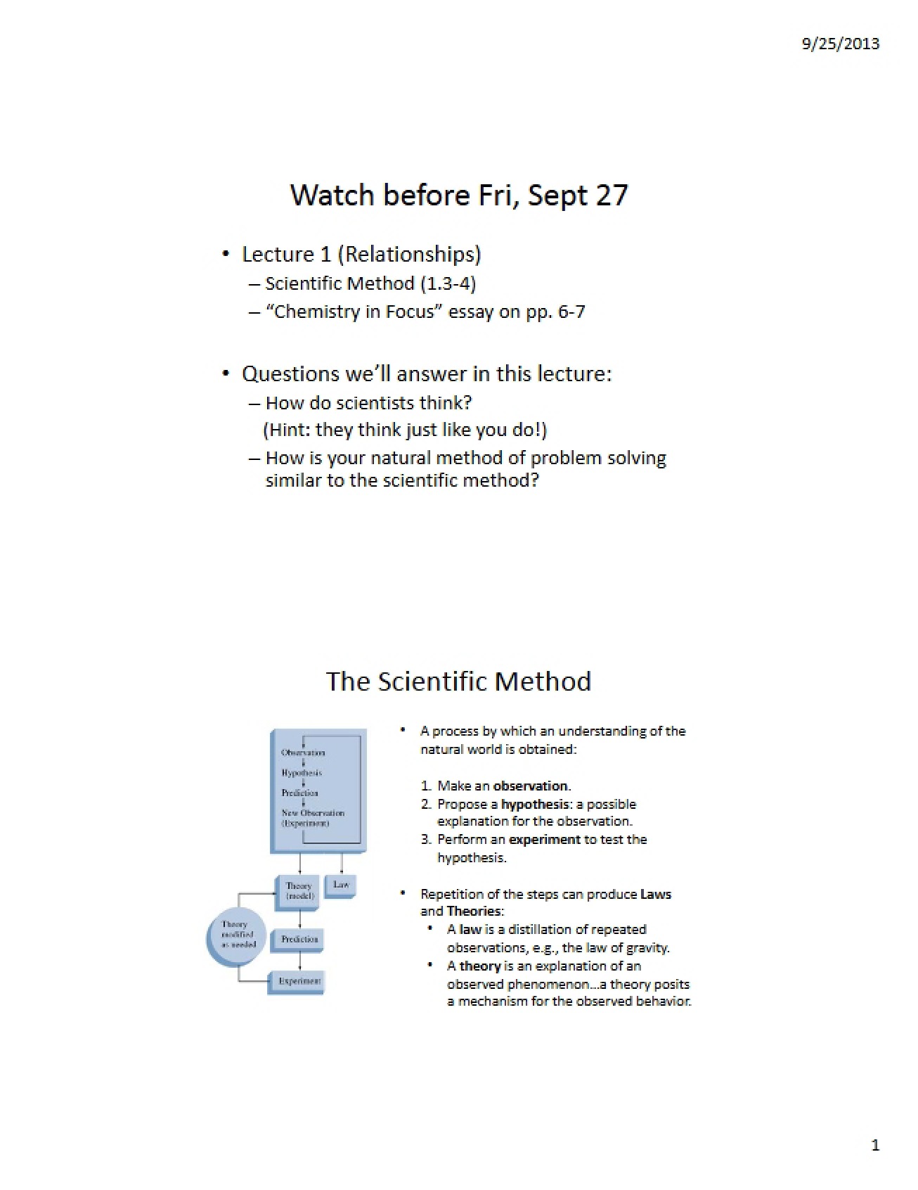 Lecture 1 Scientific Method and Relationships