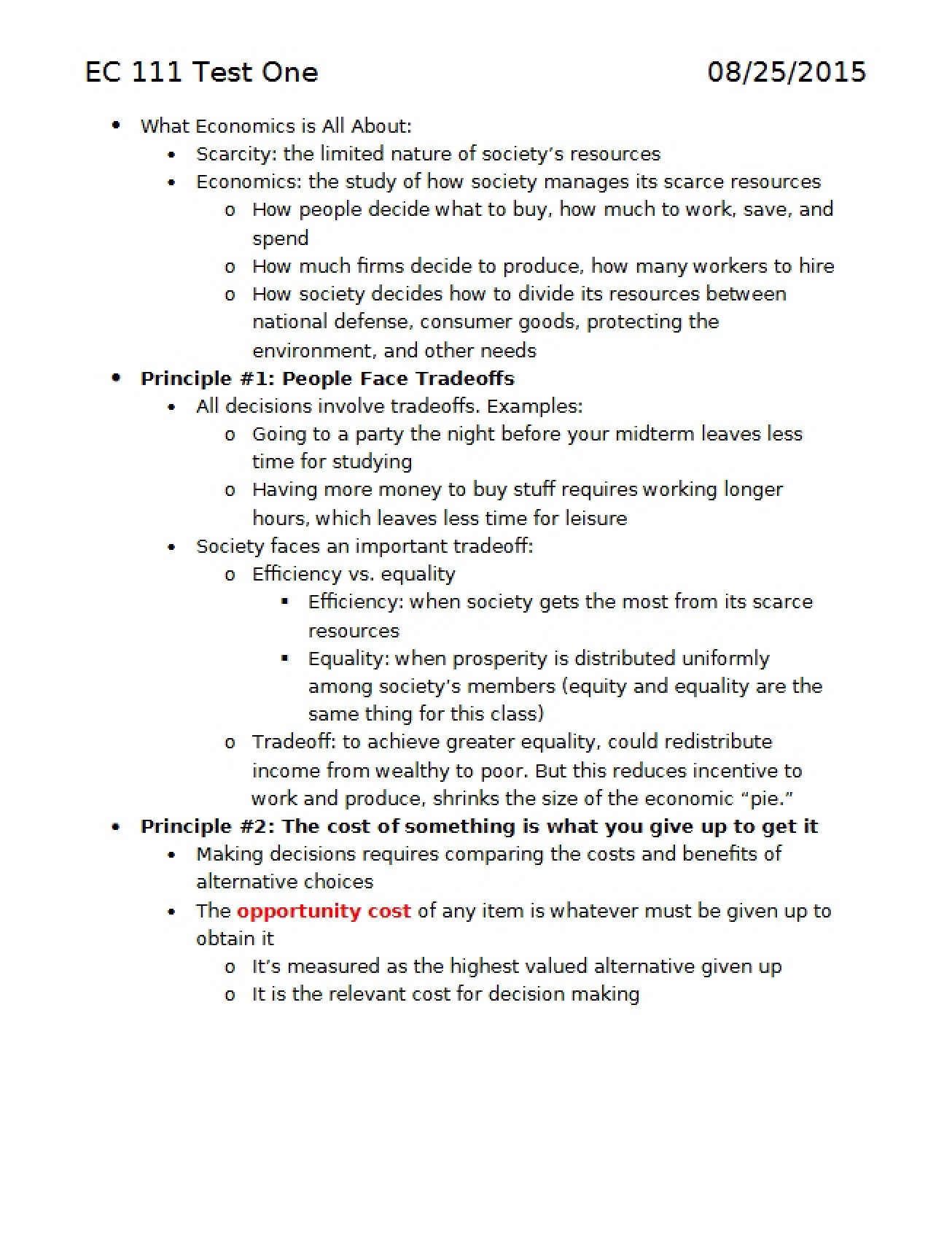 Macroeconomics Test One
