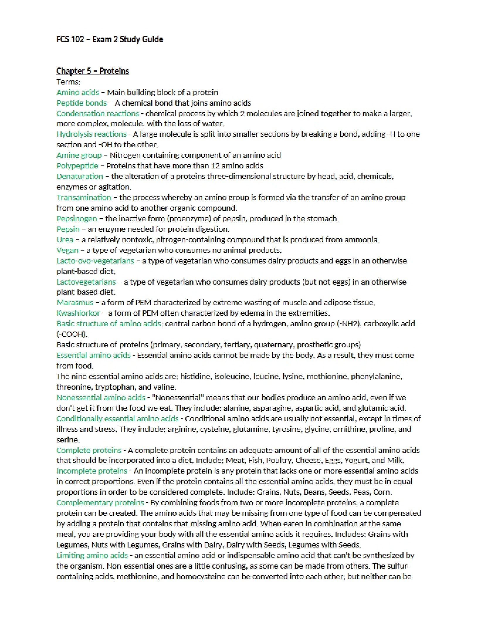 Guide for Exam 2