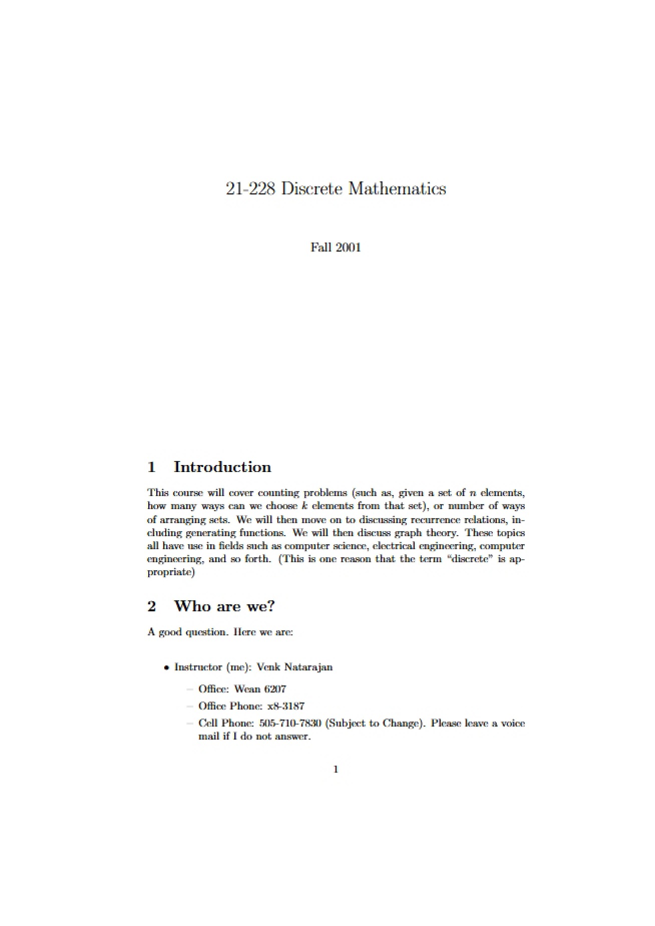 Discrete Math Syllabus