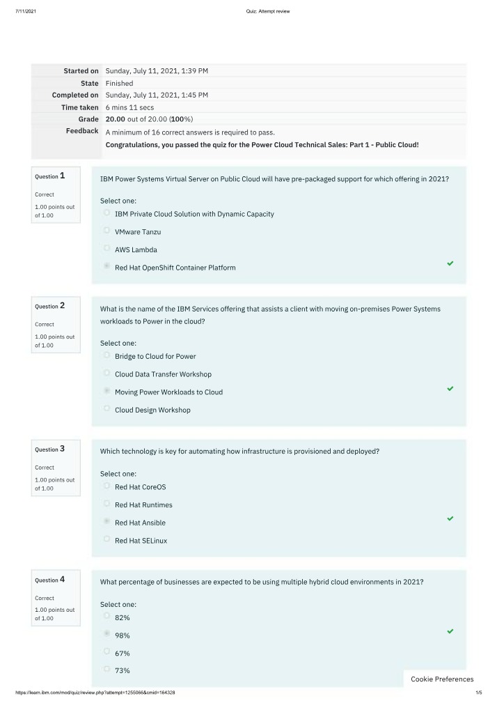 Attempt Review for Quiz