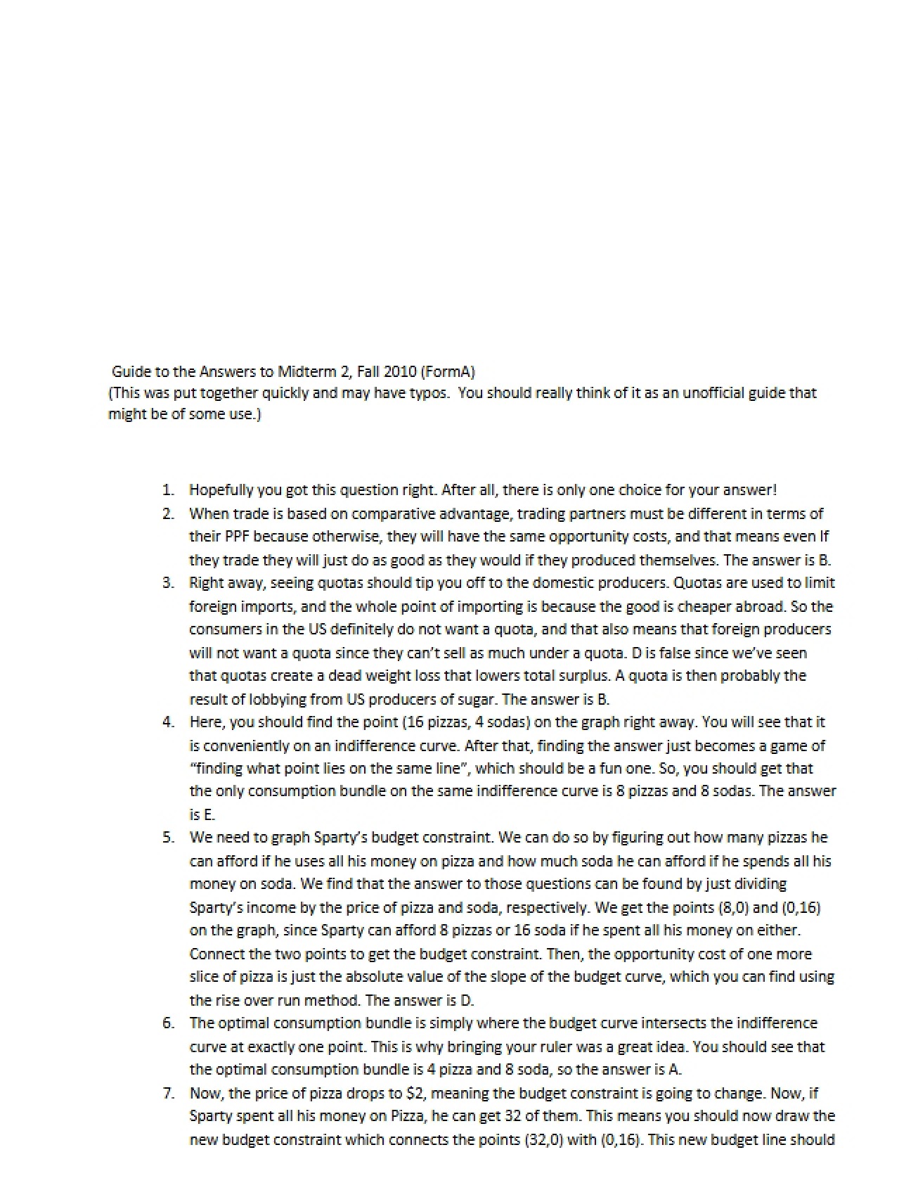 Study Guide for 2010 Midterm 2