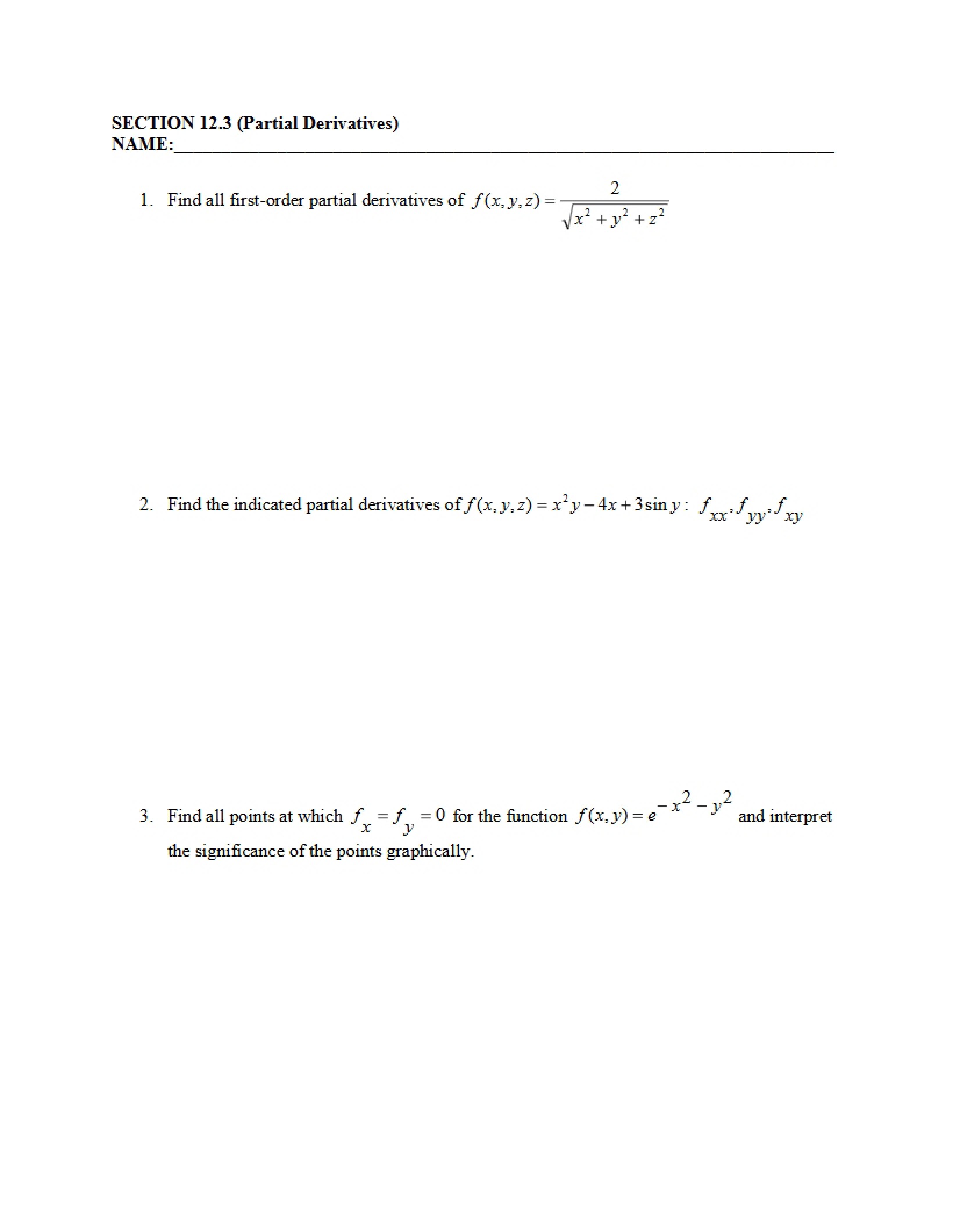 Derivatives Partial