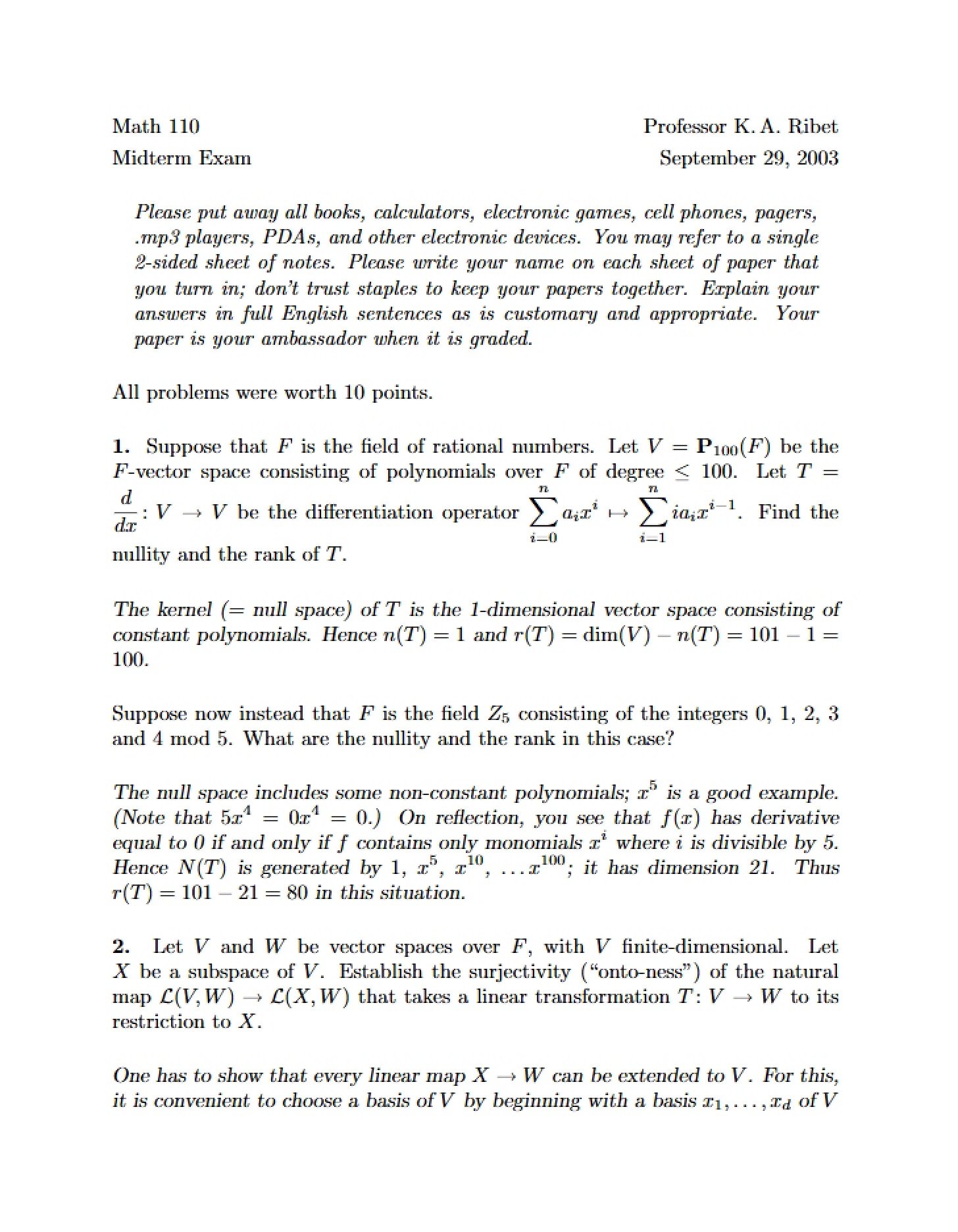 Examination (Midterm)