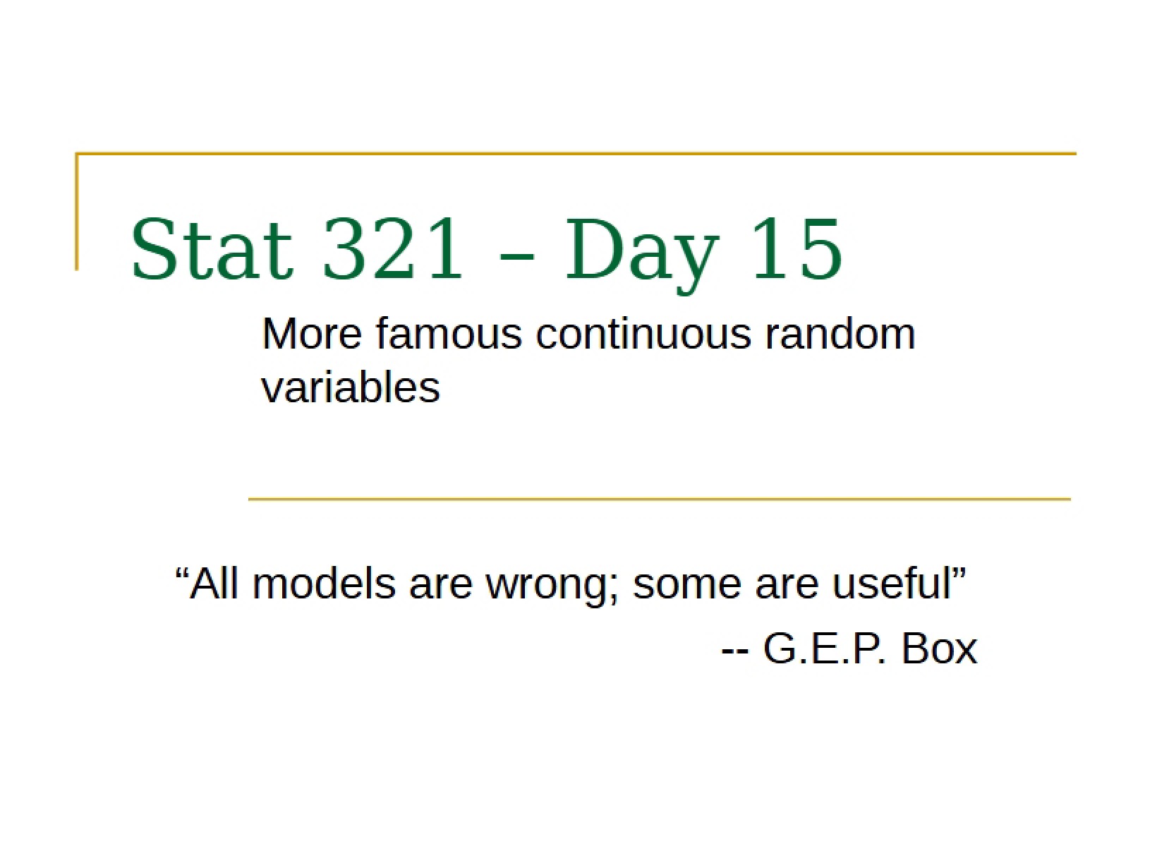 Common Continuous Random Variables