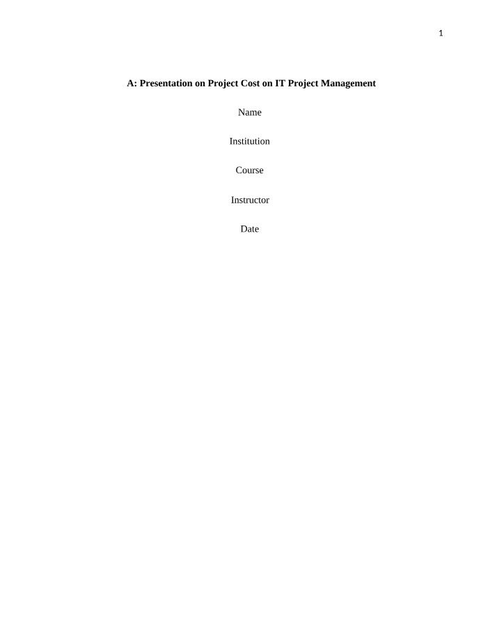 Cost Management in IT Projects - Key Concepts