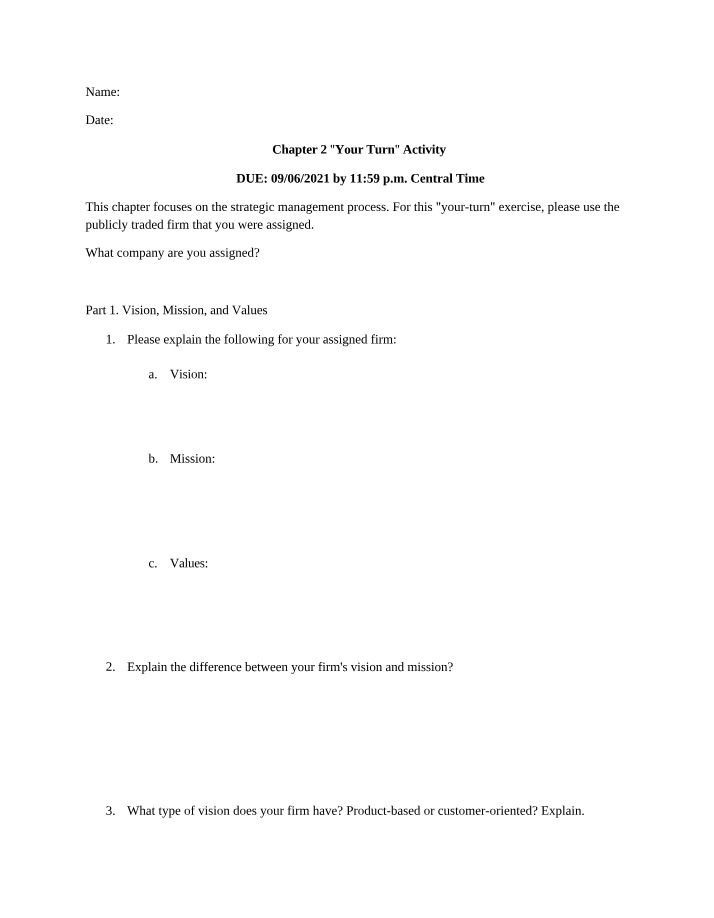 Your Turn Activity - Chapter 2