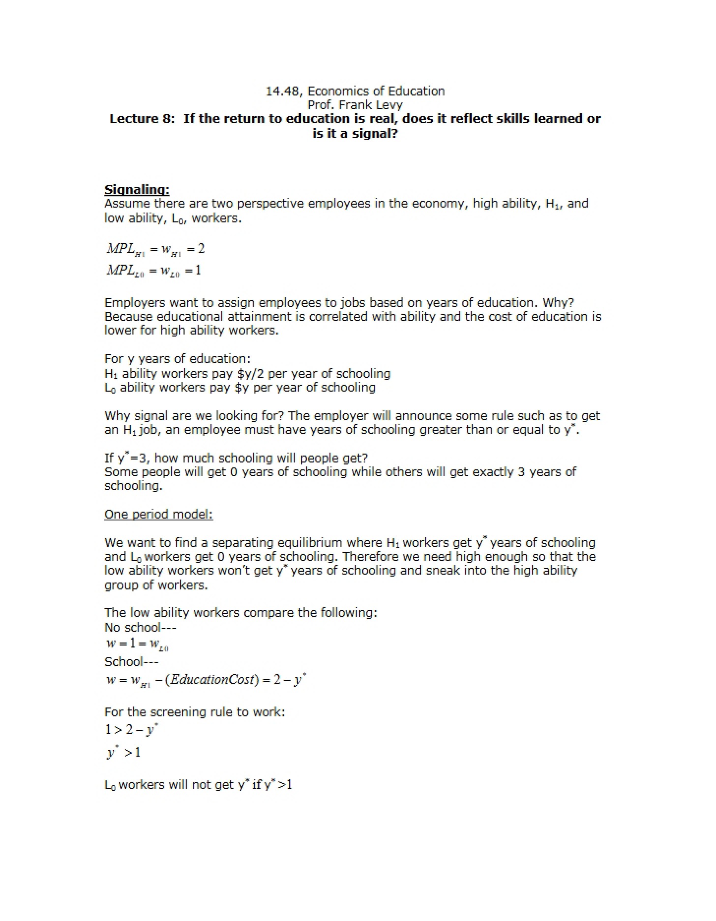 Notes from Class