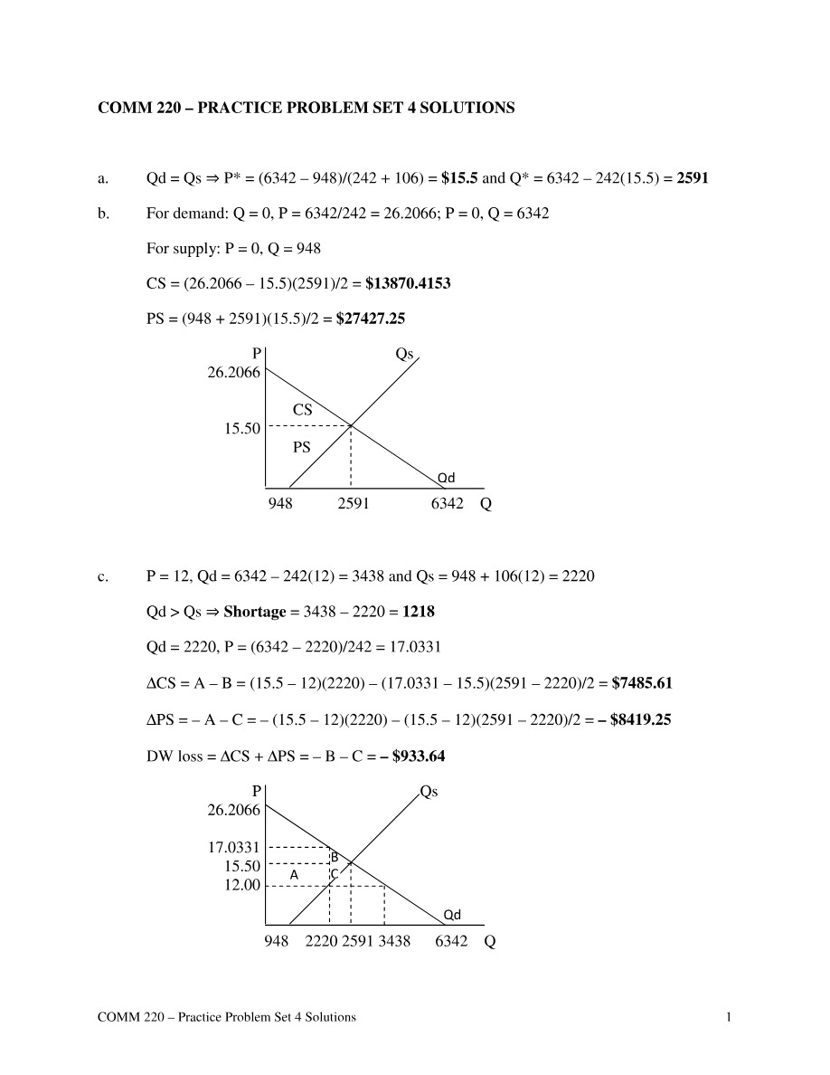 Solutions for Practice Problem Set 4