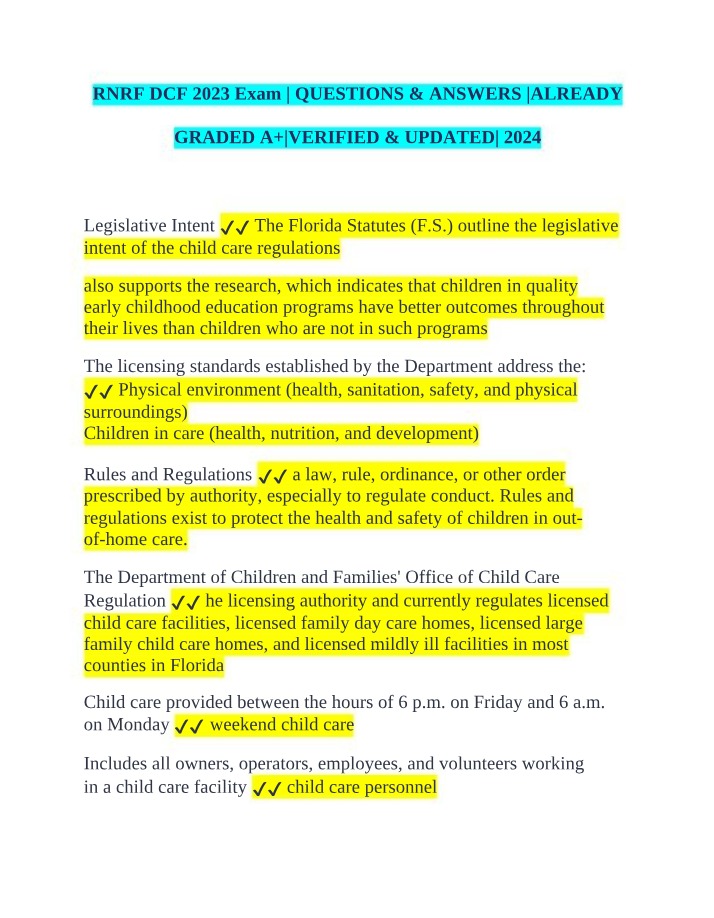 2023 Exam Questions and Answers for RNRF DCF