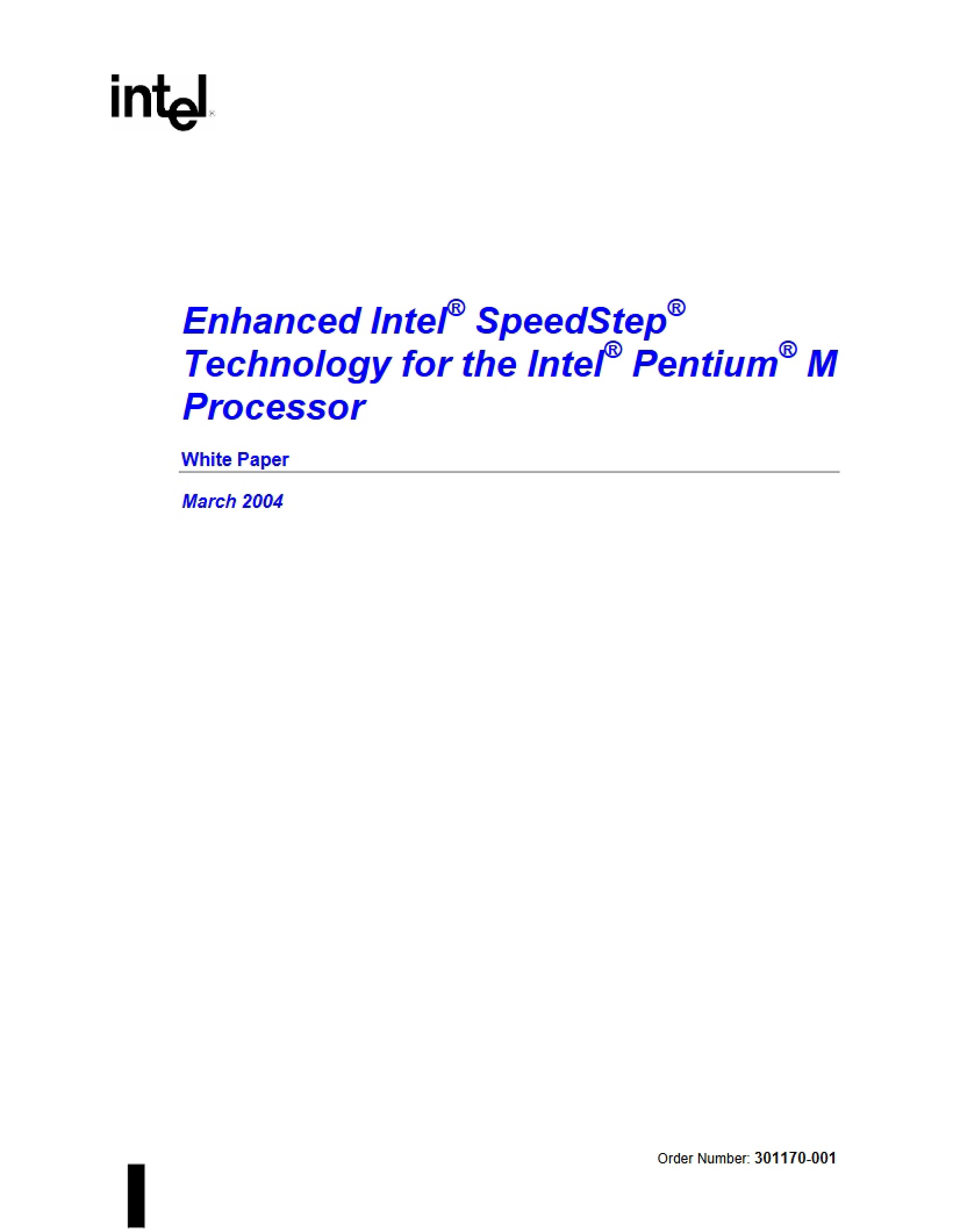 Intel SpeedStep Enhancement