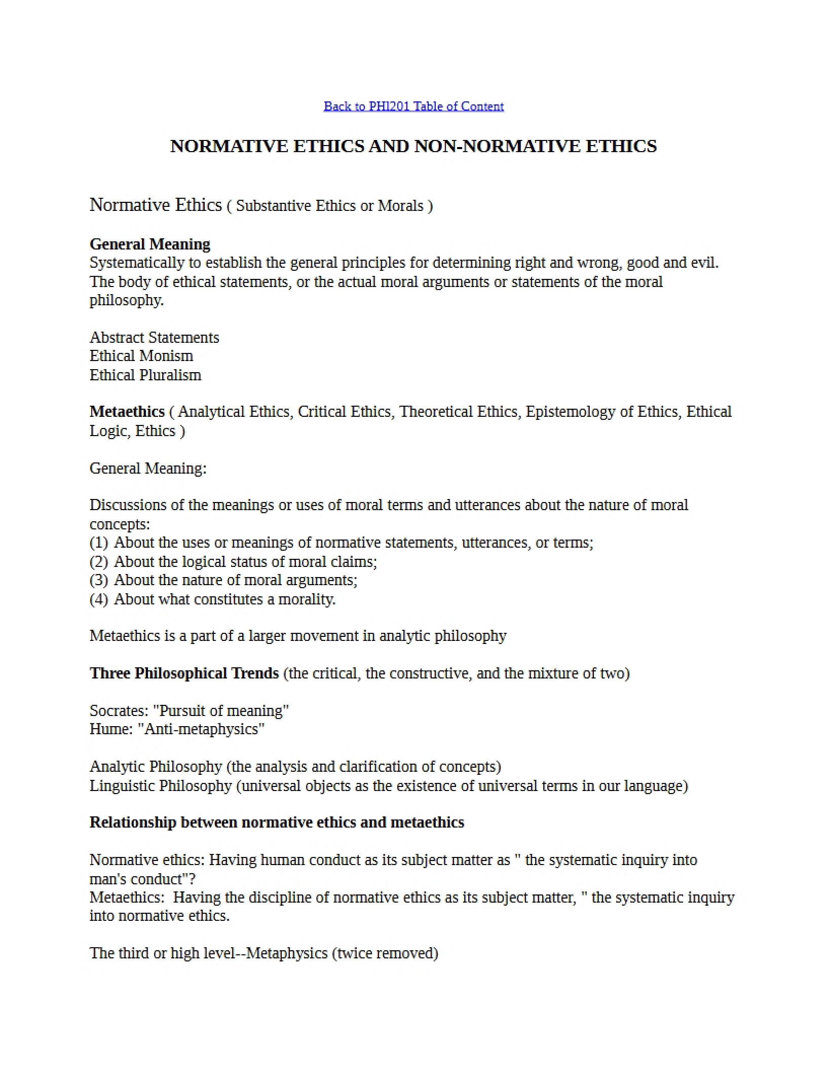 Non-Normative and Normative Ethics