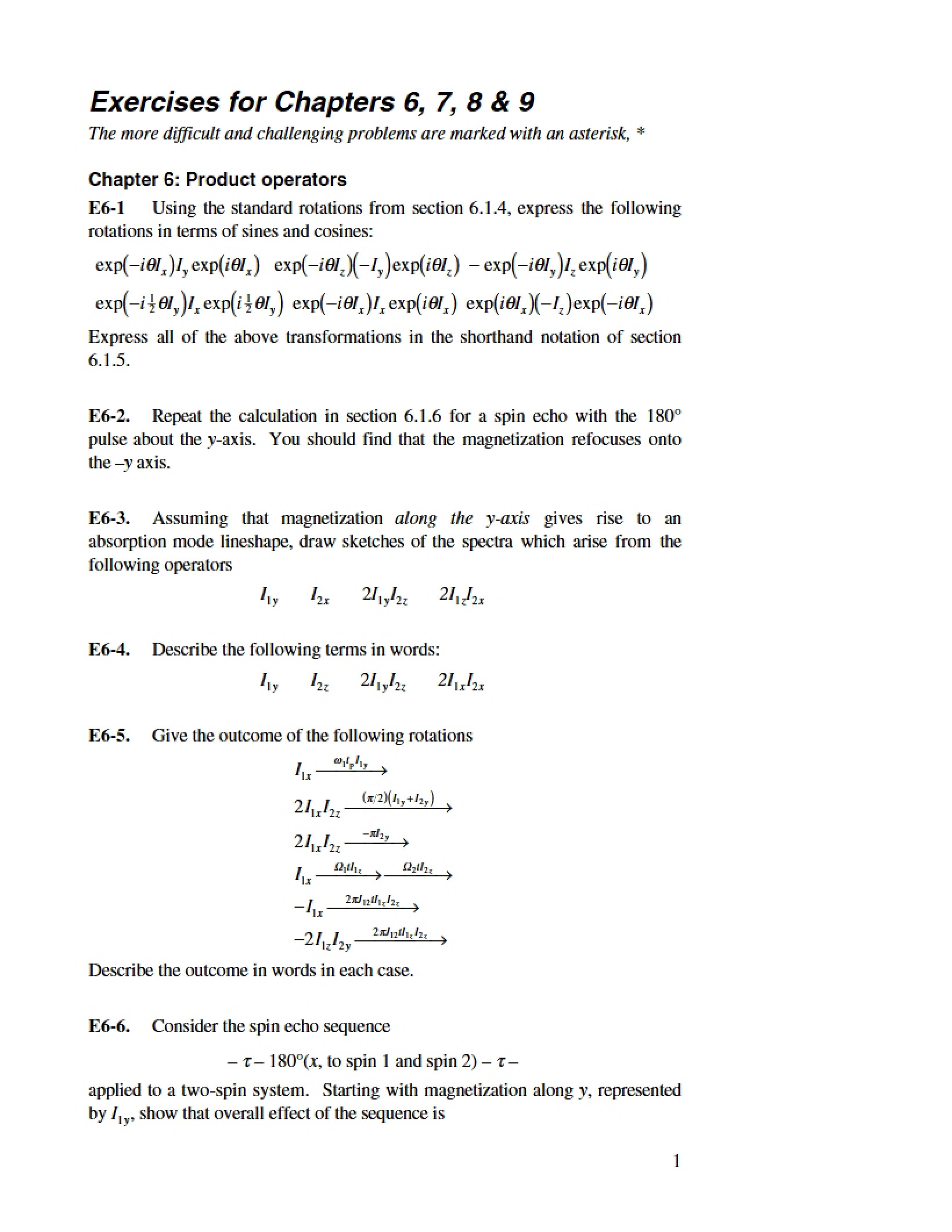 Exercises for CHEM 455
