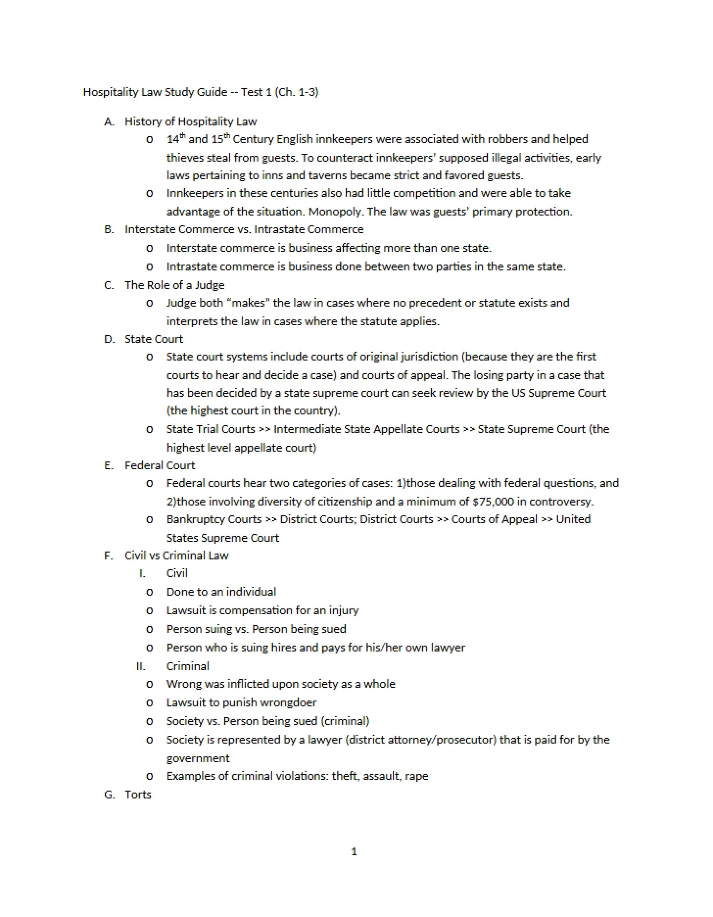 First Assessment Prep